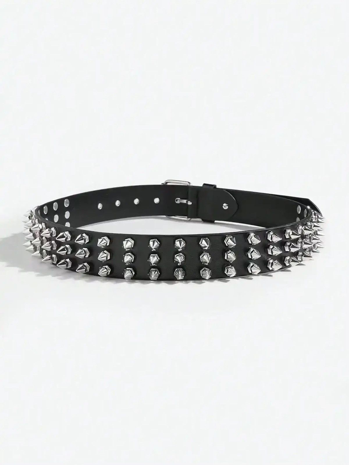 Leather × Vintage Retro Black Metal Rivet Belts Size ONE SIZE - 2 Thumbnail