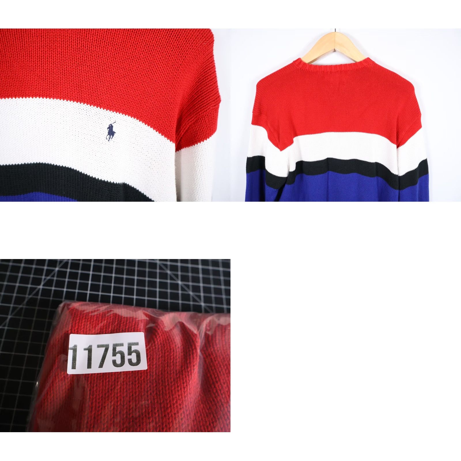 Polo Ralph Lauren VINTAGE Polo Ralph Lauren Sweater Shirt Mens Large Black Red Blue Stripe 100% Cotton Knit Size US L / EU 52-54 / 3 - 9 Thumbnail