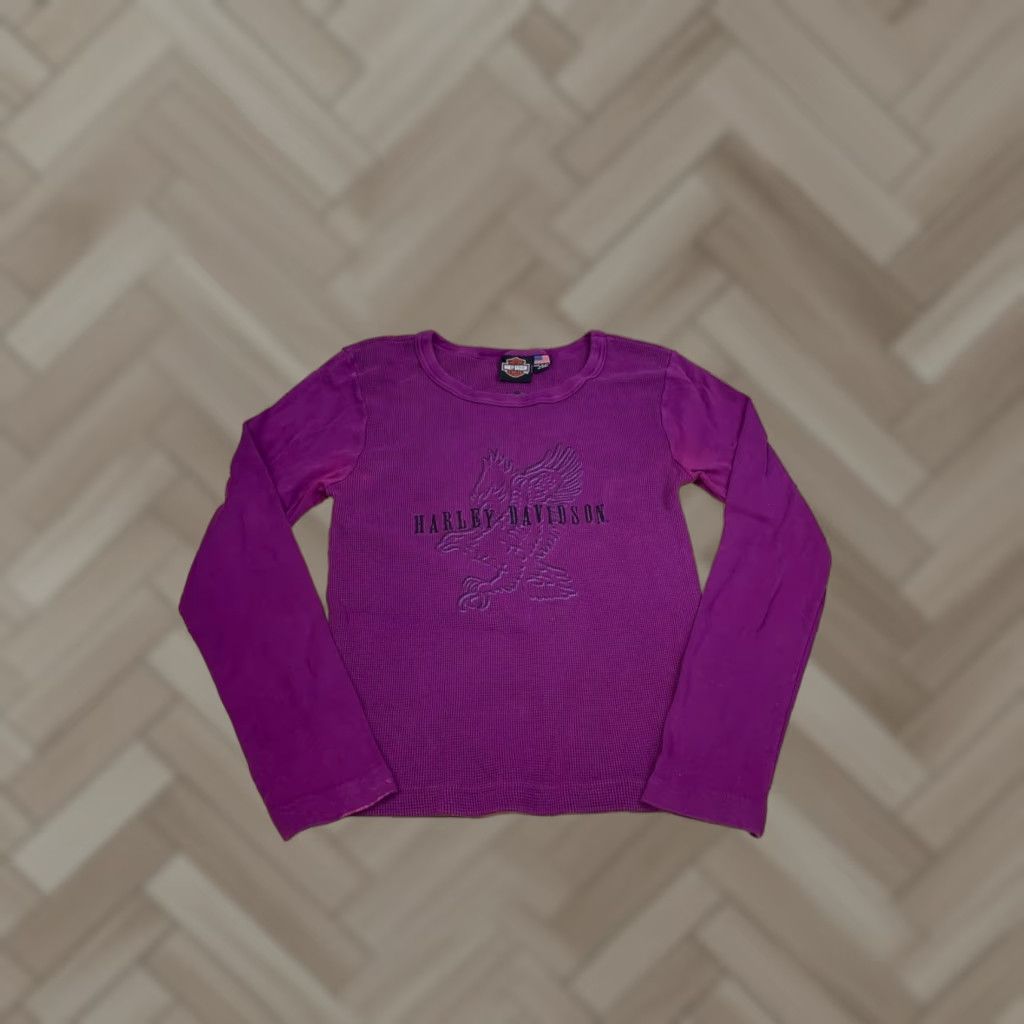 Harley Davidson Harley-Davidson Thermal Shirt Womens M Purple Long Sleeve Embroidered T-Shirt Size M / US 6-8 / IT 42-44 - 1 Thumbnail