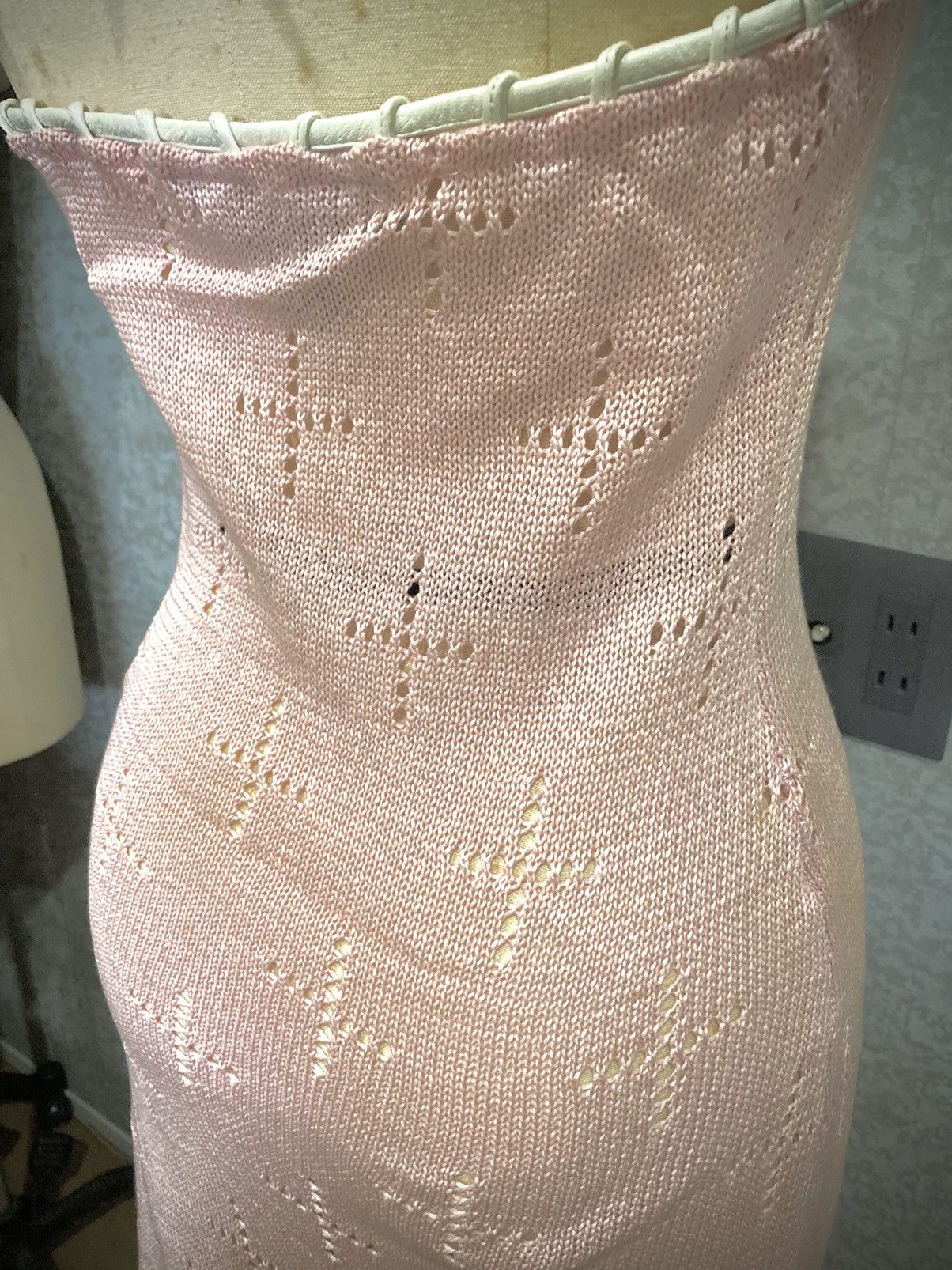 Japanese Brand Fairy Grunge Japanese Archive Pink Open Knit Lace-Up Dress Size S / US 4 / IT 40 - 12 Thumbnail