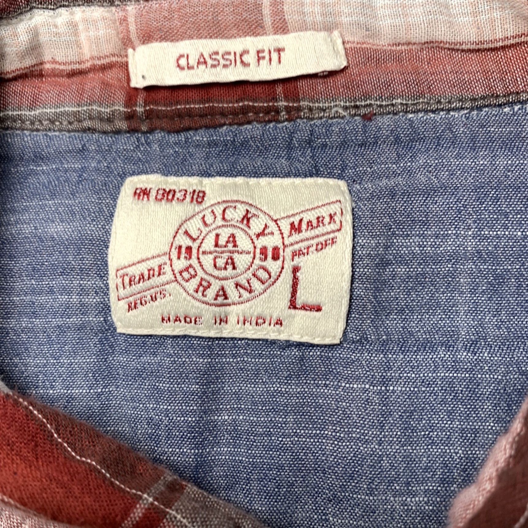 Lucky Brand Lucky Brand Mens Shirt Large Red Plaid Snap Button Up Long Sleeve Classic Fit Shirt Size US L / EU 52-54 / 3 - 5 Thumbnail