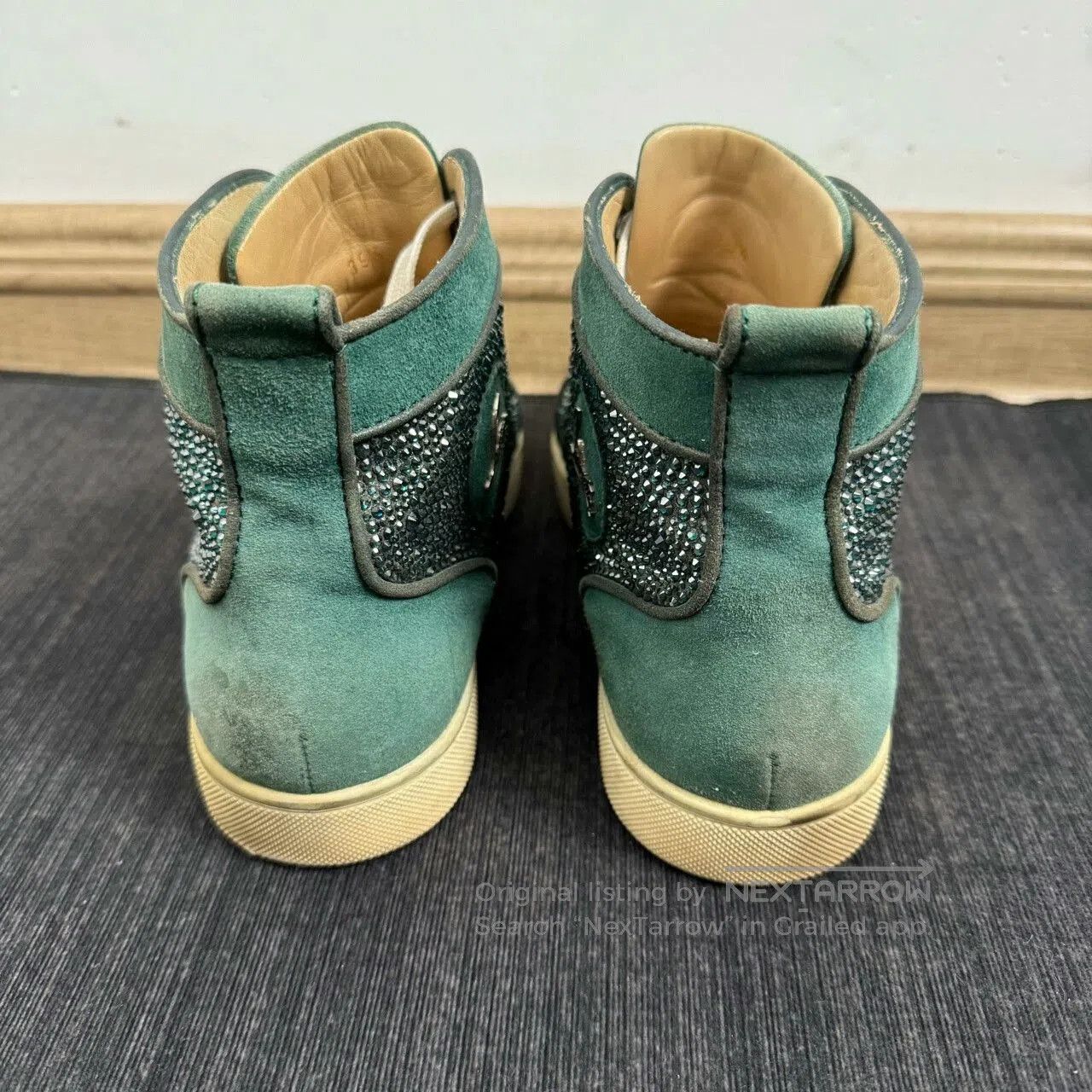 Christian Louboutin Christian Louboutin Green Suede High-Top Sneakers. Size US 8.5 / IT 38.5 - 5 Thumbnail