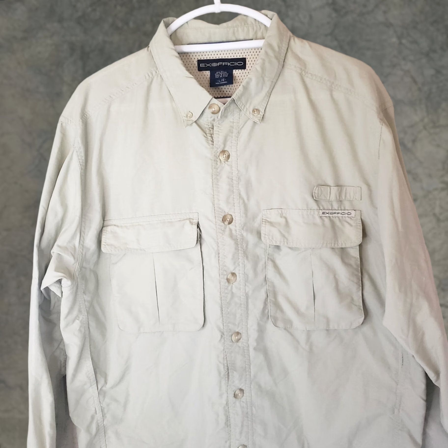 ExOfficio ExOfficio Shirt Mens L Light Green Button-Up Long Sleeve Vented Fishing Camp Shirt Size US L / EU 52-54 / 3 - 1 Thumbnail