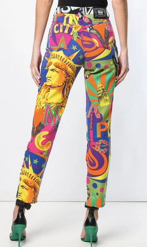 Versace Jeans Couture Versace 1980s New York Manhattan Liberty PopArt Pants Size 24" / US 00 / IT 34 - 8 Thumbnail