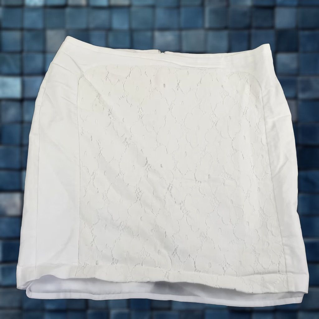 Worthington Worthington Lined Sheer Lace White Knee-length A-line Skirt Plus 20W Vintage No Mens Womens Girls Size 42" / US 20 - 1 Thumbnail