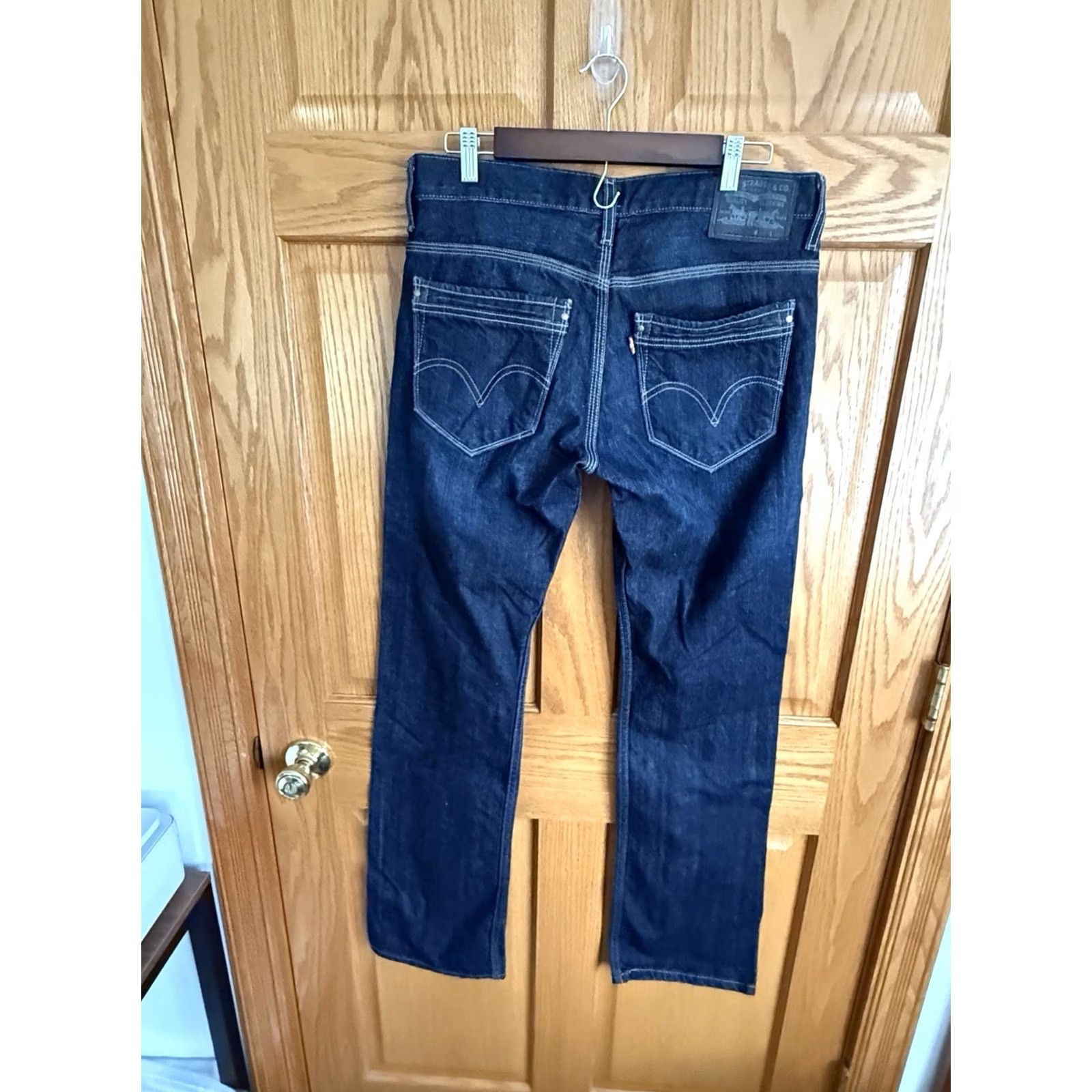 Levi's Levi's 527 Jeans Mens 33x34 Dark Blue Bootcut Denim 5-Pocket Zipper Regular Rise Cotton 527 Series Blue Jeans Mens Size 33 Regular Size US 33 - 2 Thumbnail