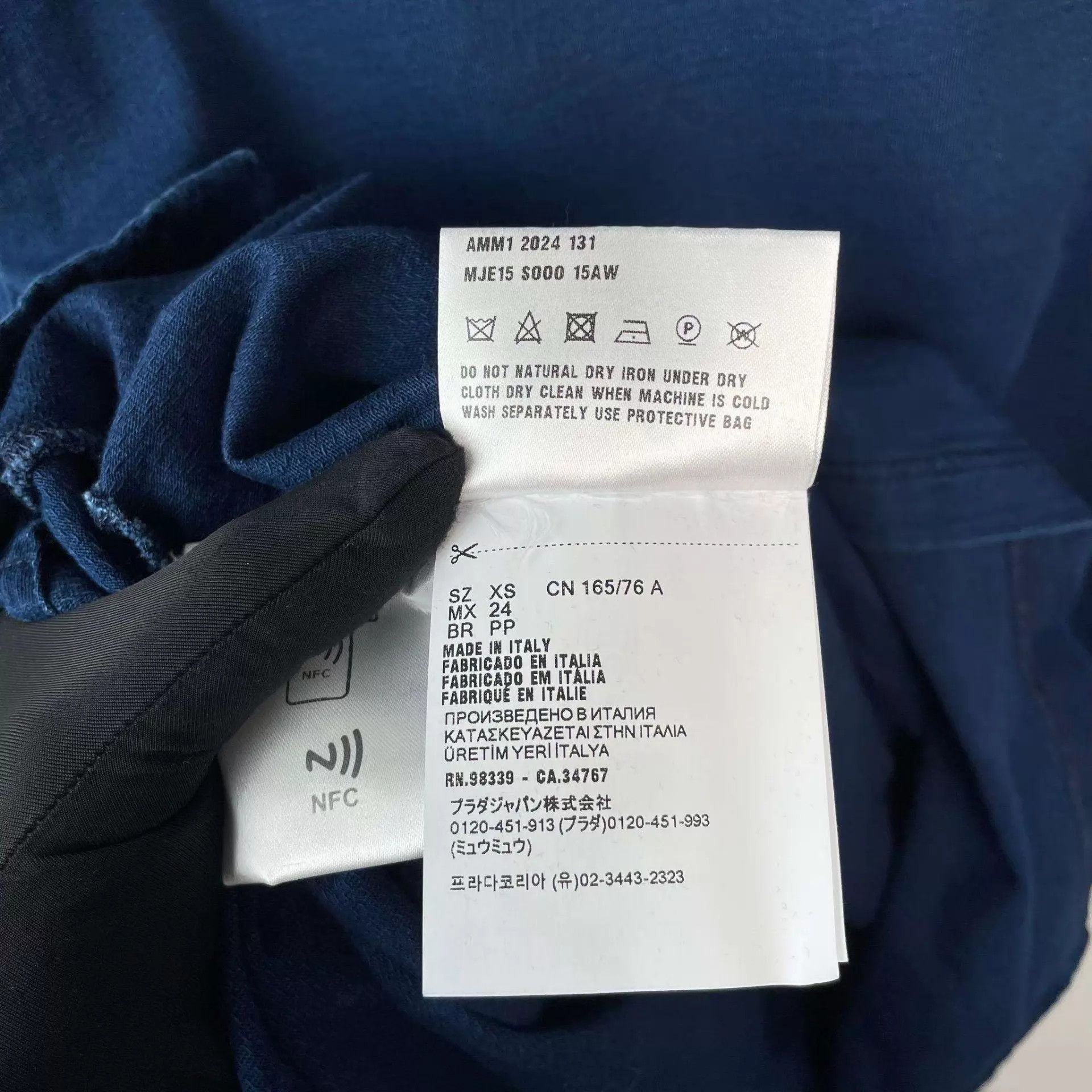 Miu Miu MIU MIU 95% linen-cotton long-sleeve Tee XS navy Size XS / US 0-2 / IT 36-38 - 7 Thumbnail