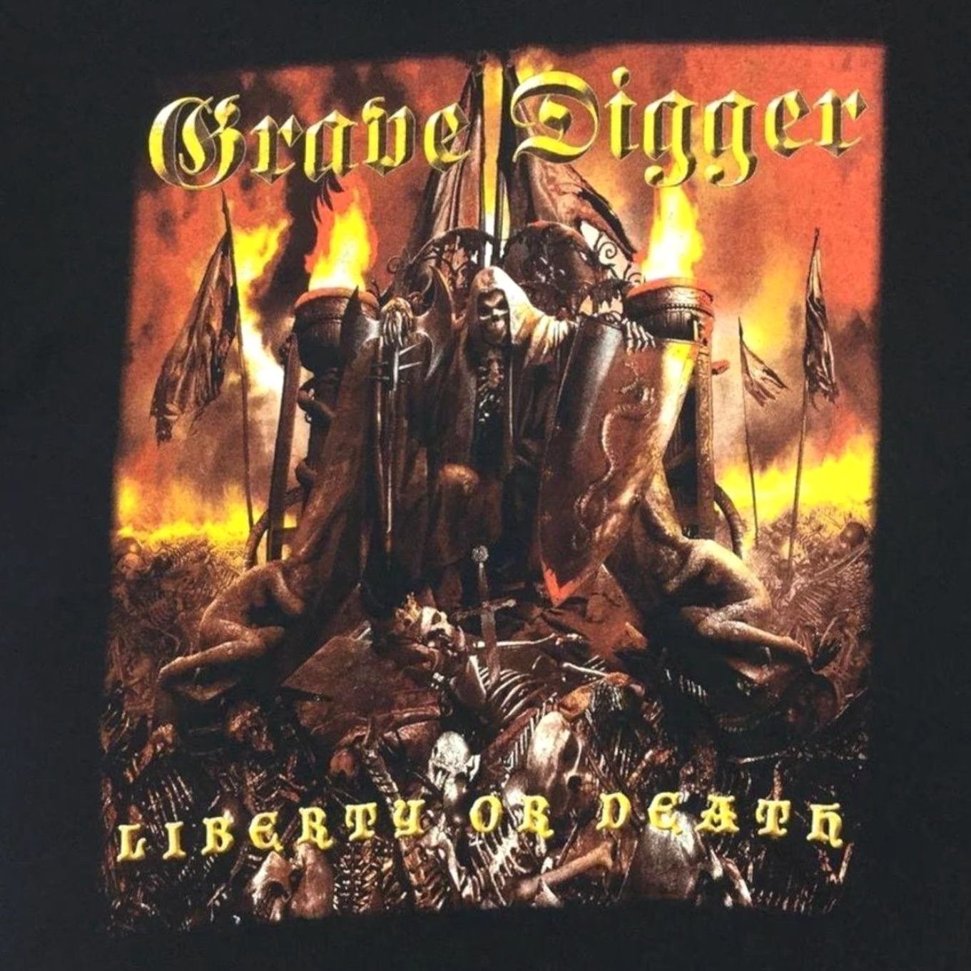 Vintage Grave Digger “Liberty Or Death Tour 2007” Power Heavy Metal Band Black T-Shirt M Mens Graphic Print Front Back Size US M / EU 48-50 / 2 - 3 Thumbnail