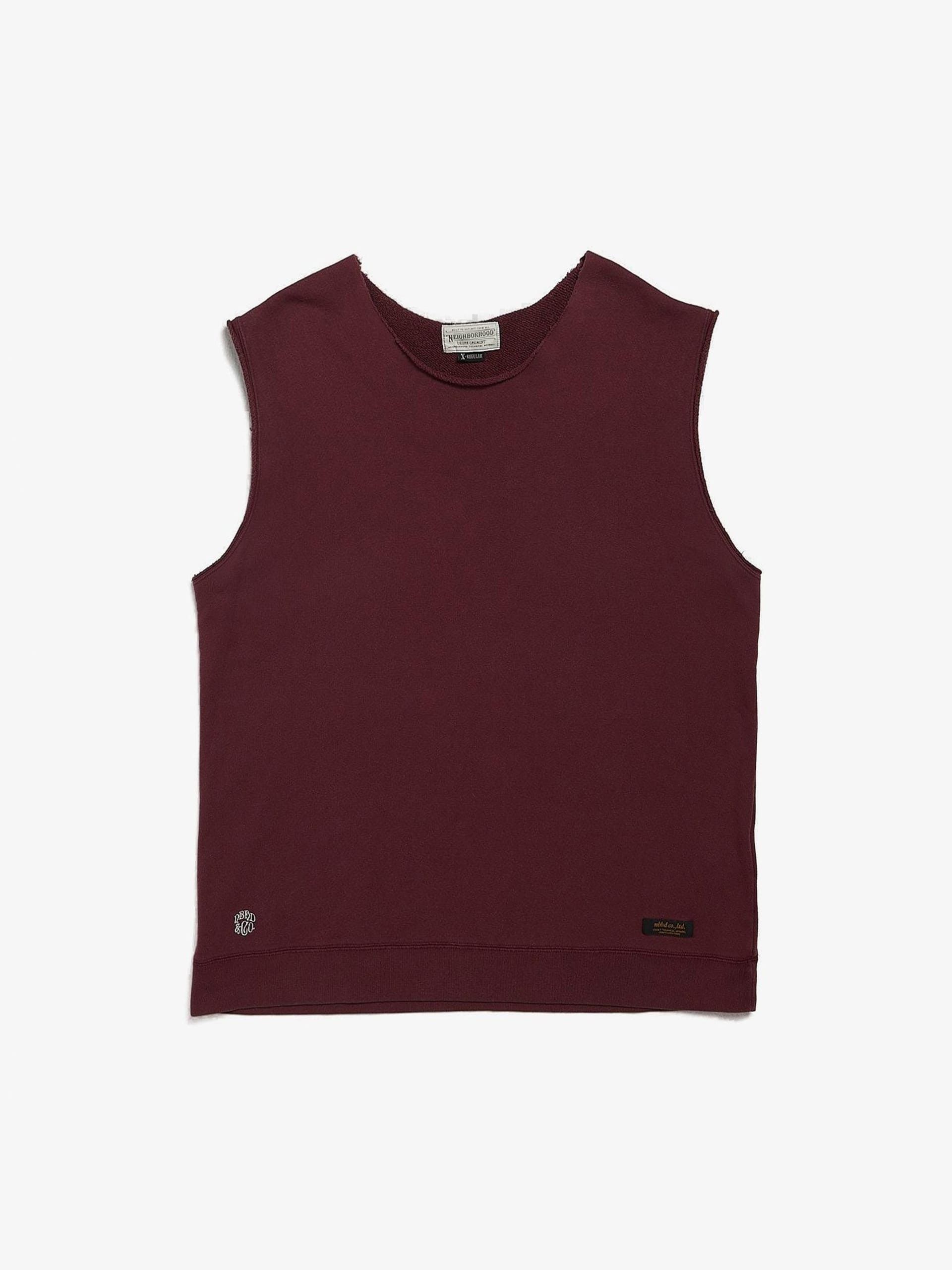 image of Neighborhood Balboa Burgundy Raw Hem Sleeveless Sweatshhirt, Men's (Size XL)