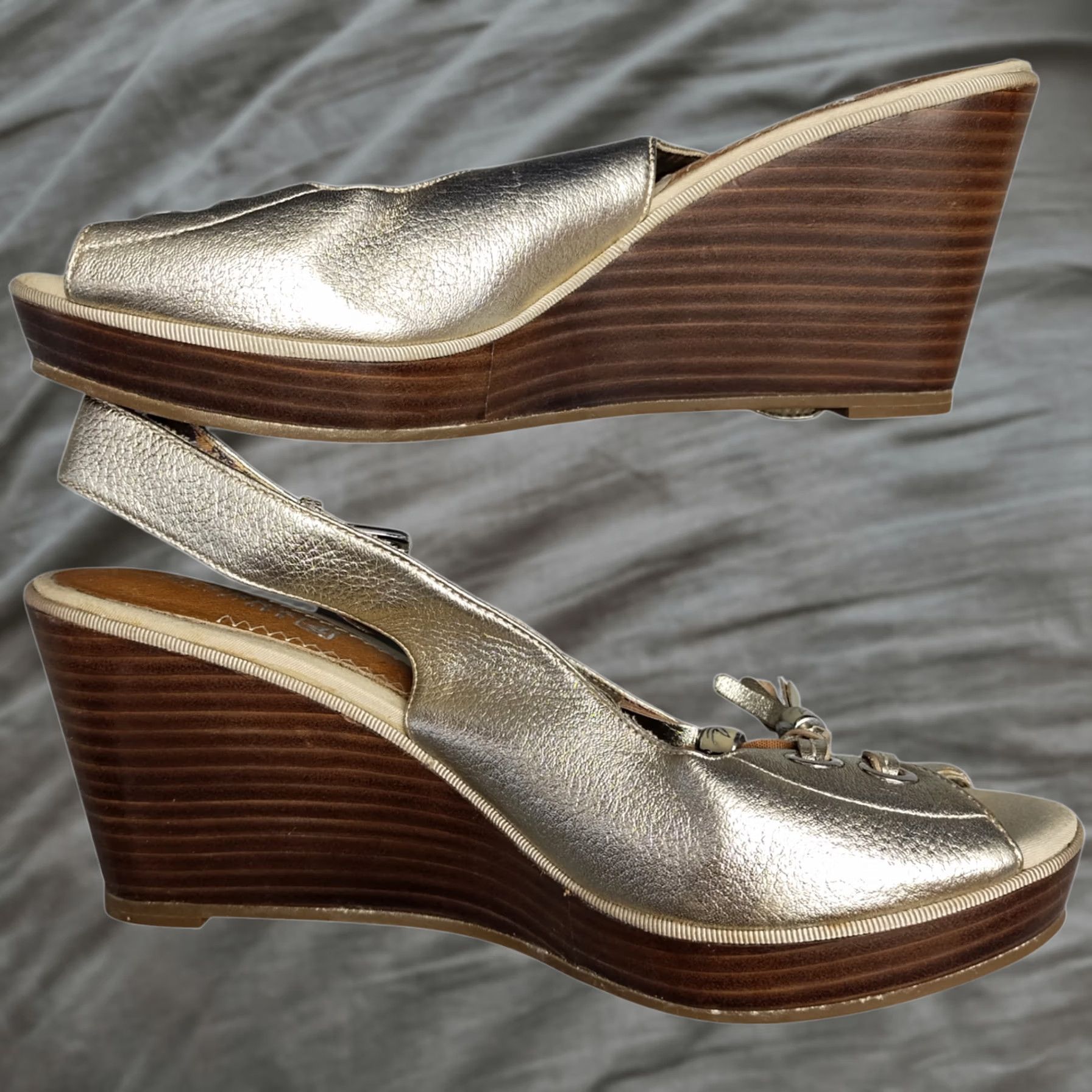 Sperry Sperry Sandal Womens US 7M Multi Leather Slingback Wedge Heel Top Sider 9596917 Size M / US 6-8 / IT 42-44 - 1 Thumbnail