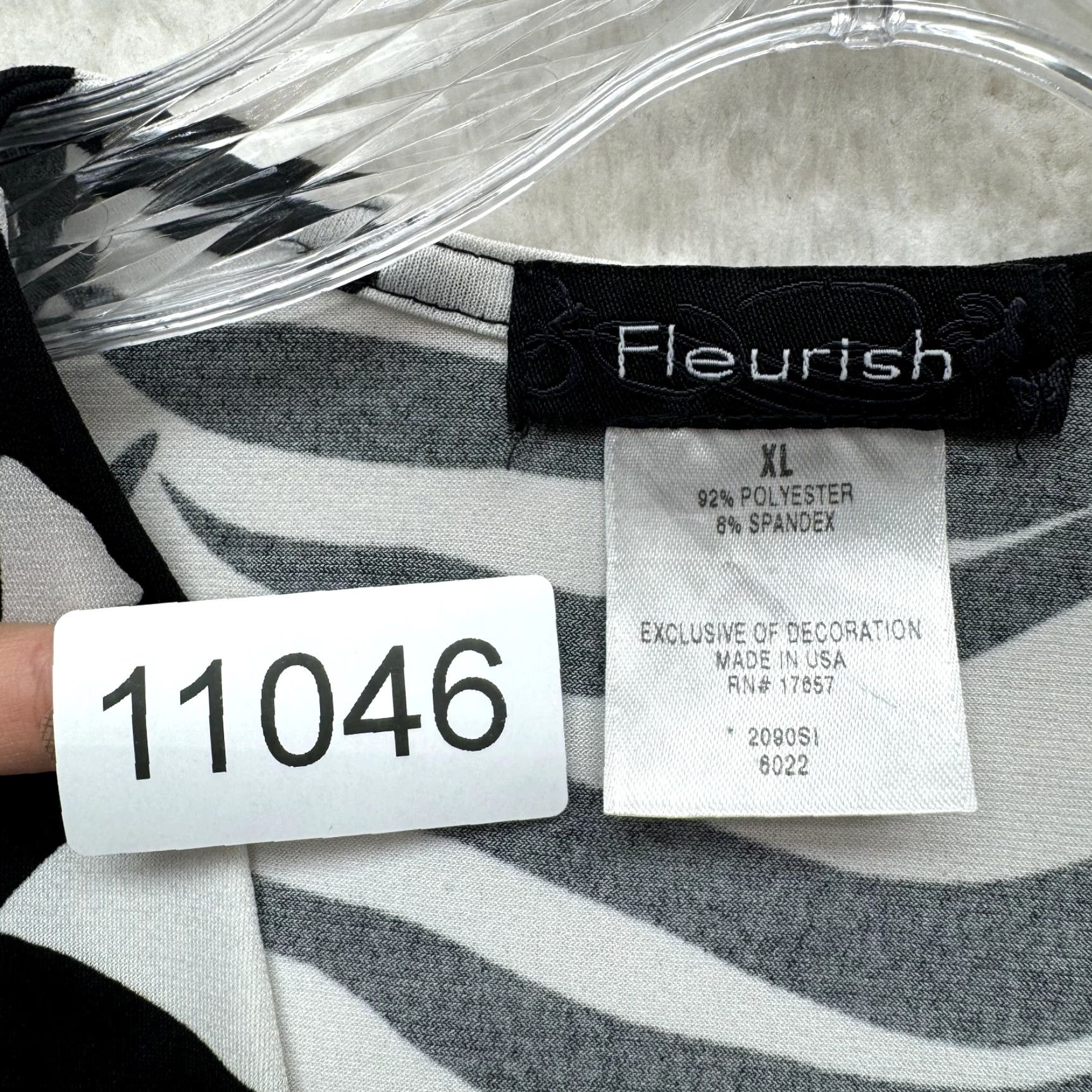 Vintage VINTAGE Y2K Top XL Black White Zebra Pattern Slinky Stretch McBling Corpcore Fleurish Shirt | Adults? (No) Size XL / US 12-14 / IT 48-50 - 8 Thumbnail
