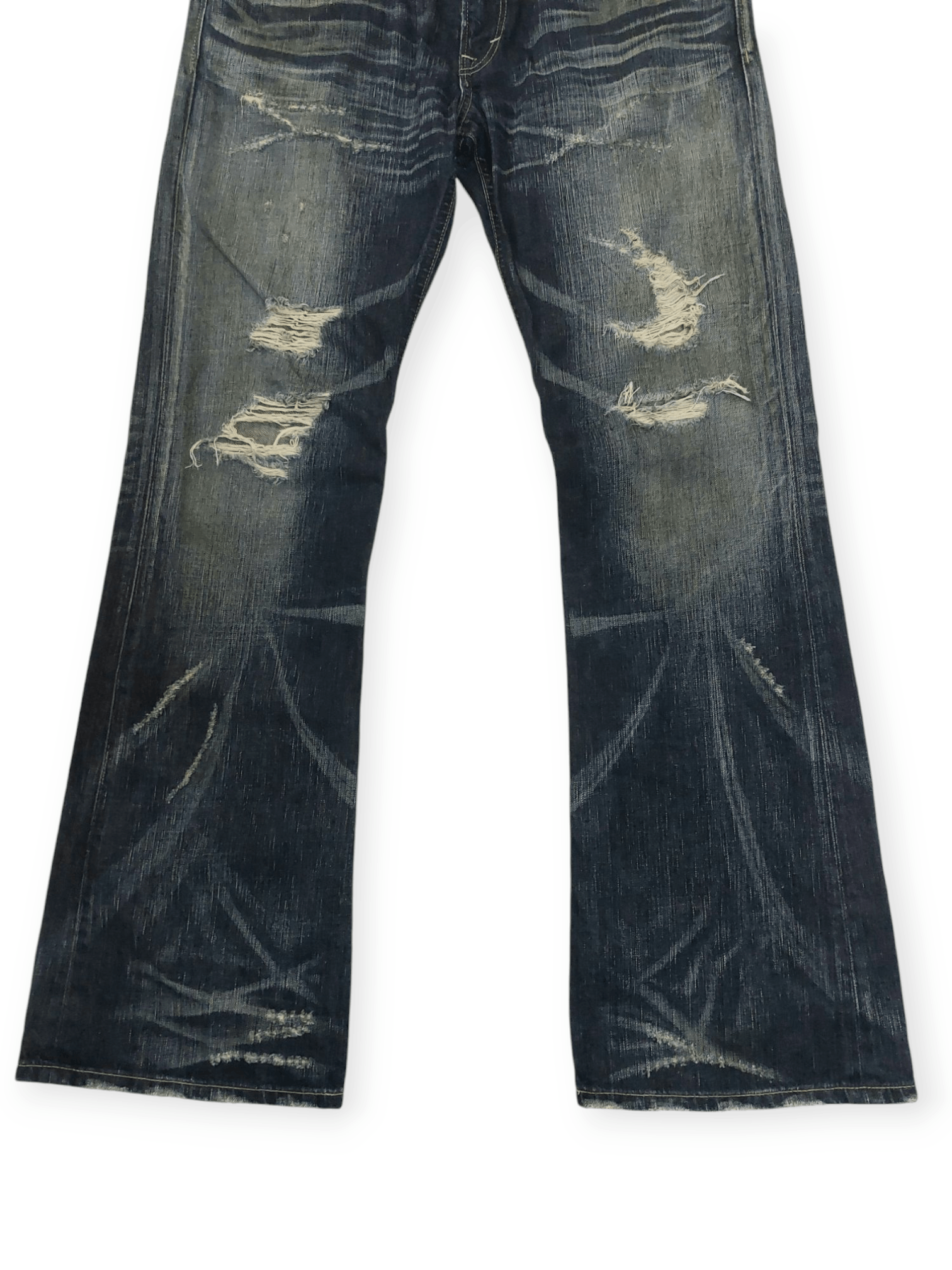 Edwin Edwin Blue Trip 503 Ripped Mudmax Flare Denim Size US 35 - 5 Thumbnail