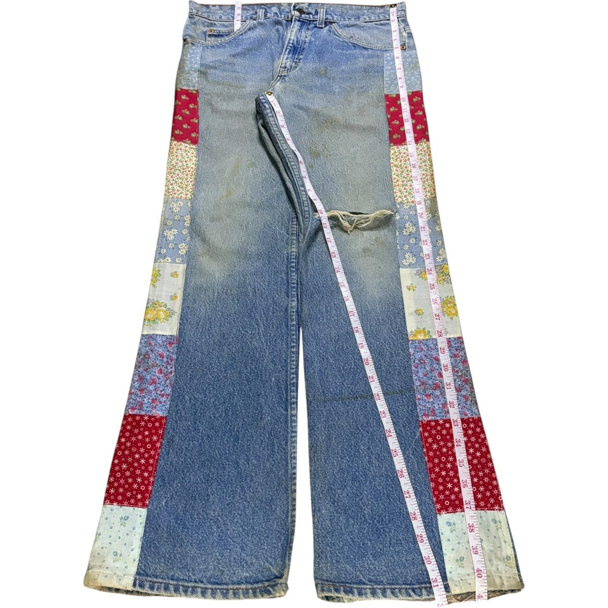 LVC × Levi's × Levi's Vintage Clothing Vintage 90s Levis Orange Tab Mud Wash Distress Flare Jeans Size US 32 / EU 48 - 13 Thumbnail