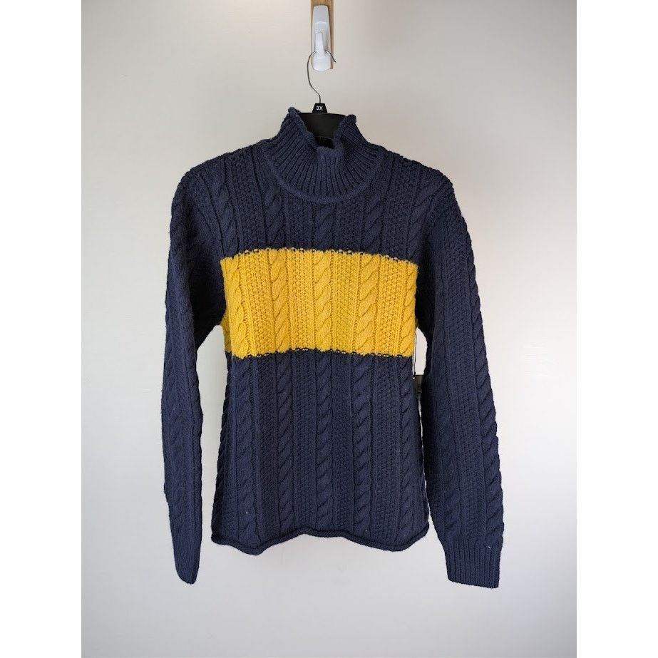 Aime Leon Dore o1rshd1 Aran Cable Mockneck Sweater in Navy Size US M / EU 48-50 / 2 - 1 Thumbnail