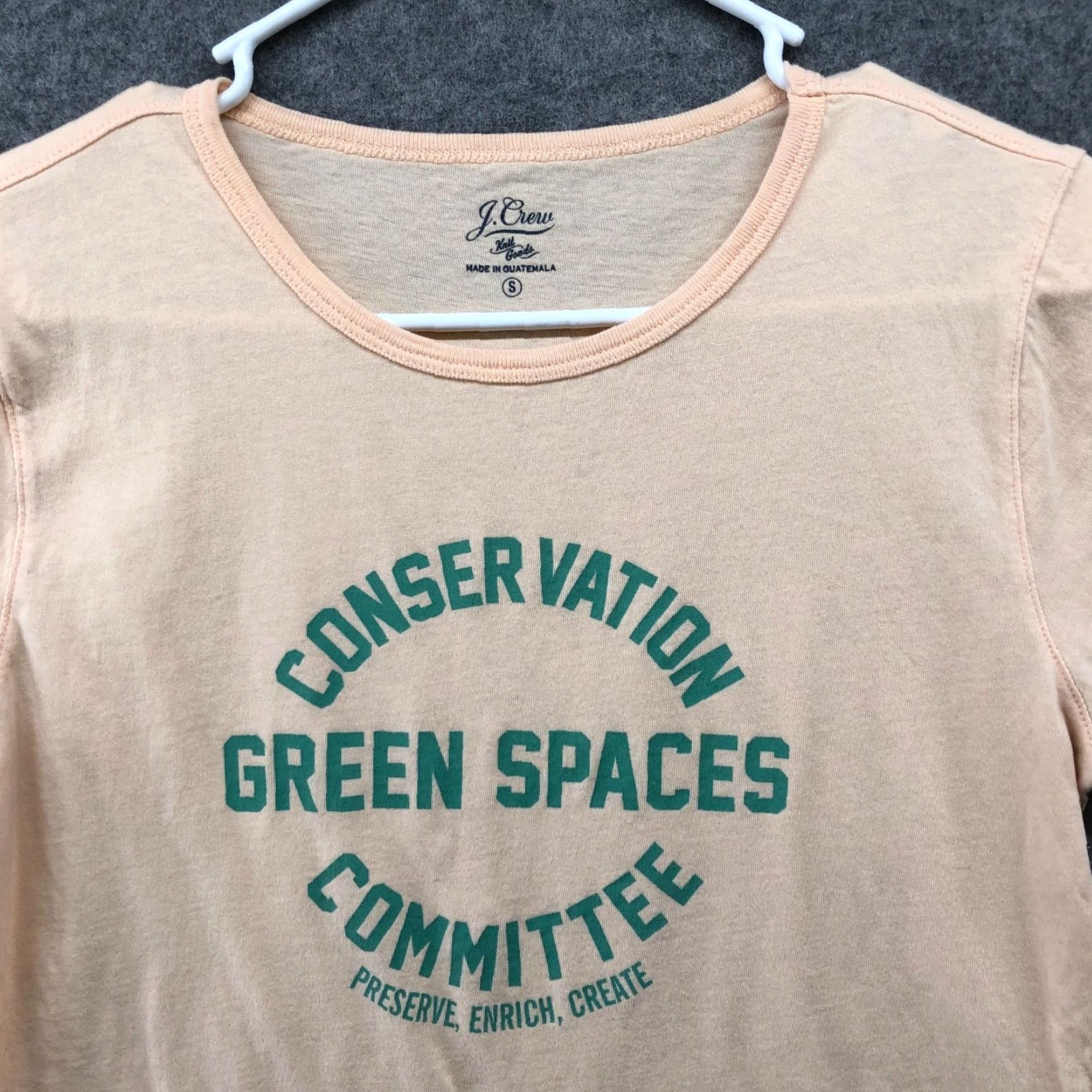 J.Crew VINTAGE? No. J. Crew Broken In Green Spaced T Shirt Womens S Short Sleeve Peach Crewneck Crop Size S / US 4 / IT 40 - 3 Thumbnail