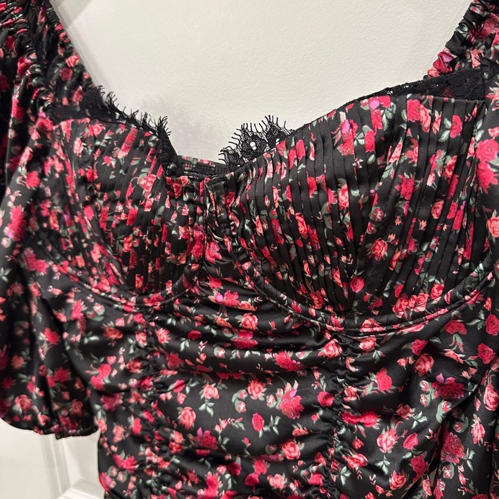 For Love & Lemons For Love And Lemons Black and Pink Floral Dress Size S / US 4 / IT 40 - 8 Thumbnail