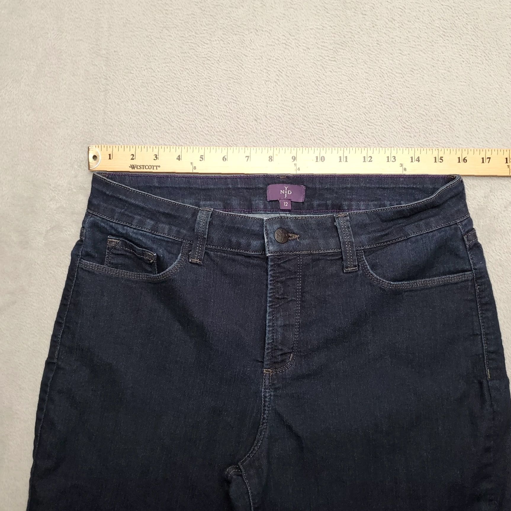 Vintage NYJD Jeans Womens 30x32 Blue Straight Leg Stretch Embroidered Pocket 5-Pocket Denim Cotton Blend Jeans Size 12 90s Womens Size 34" / US 12 / IT 48 - 4 Thumbnail