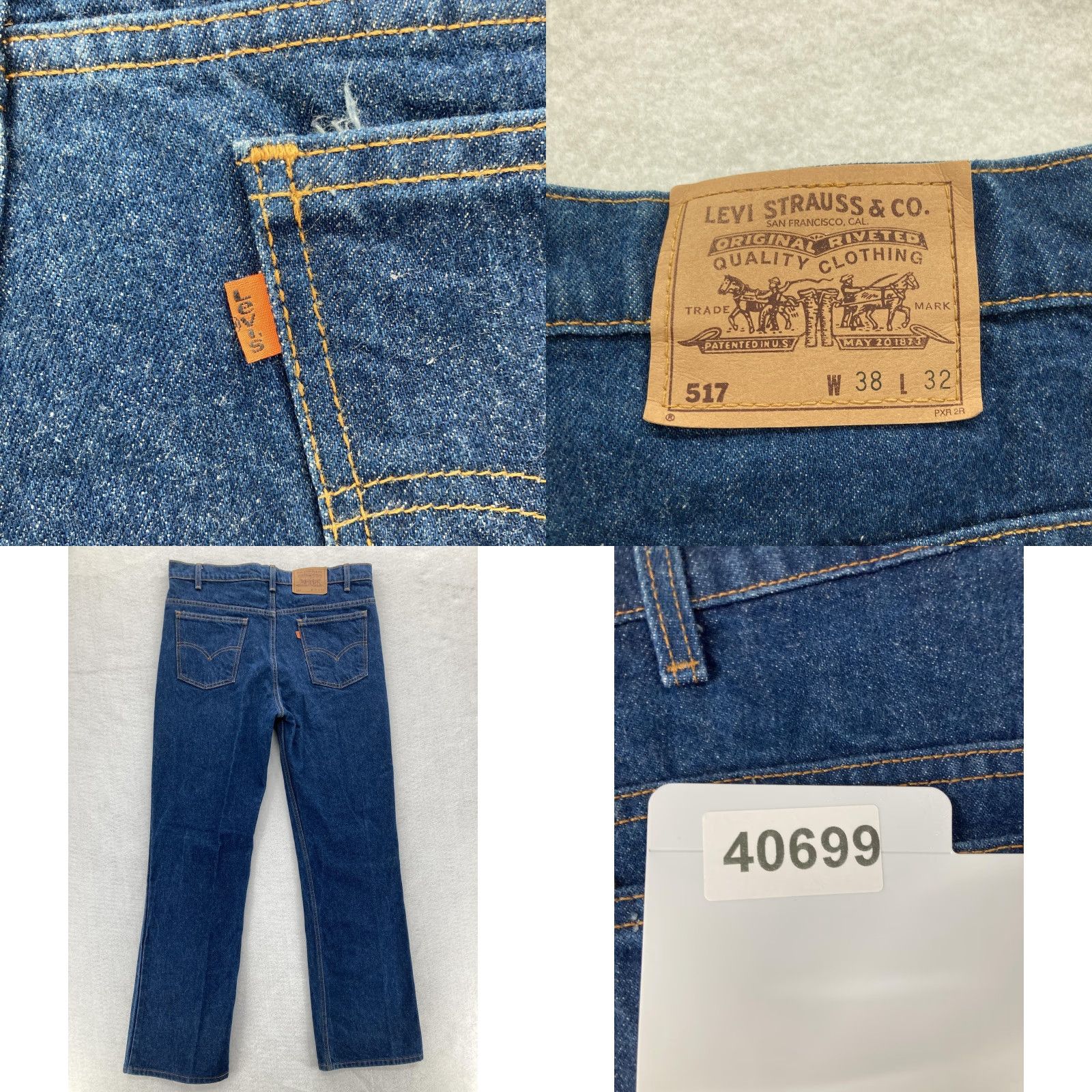Levi's VINTAGE Levis 517 Jeans Mens 38x32 Blue Denim Bootcut Made in USA Orange Tab 90s Size US 38 / EU 54 - 9 Thumbnail