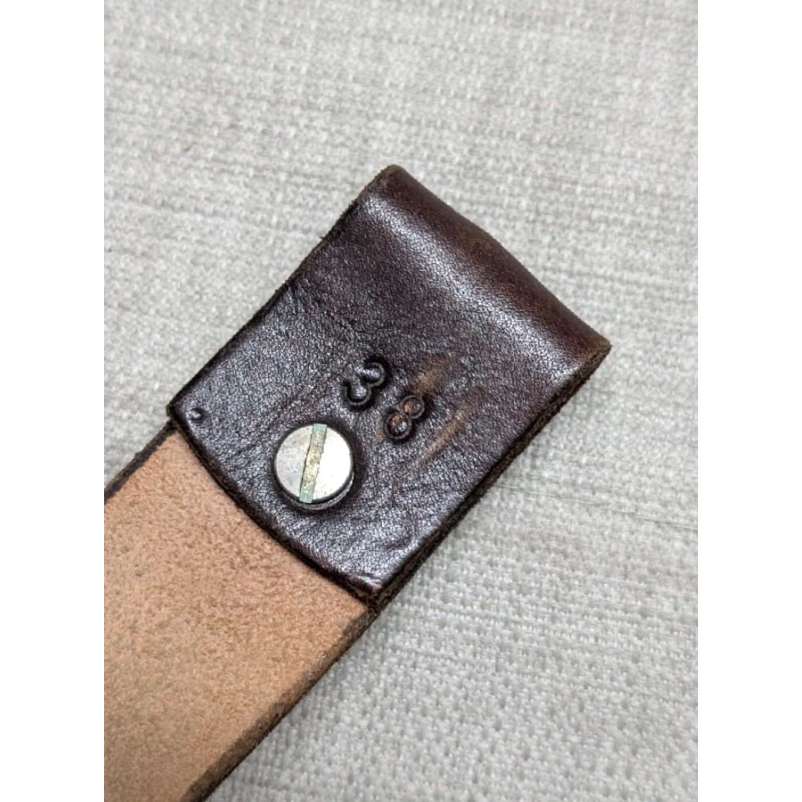 Vintage VINTAGE LeCLAIRE WESTERN Belt 36 Leather Brown Geometric Handcrafted Tooled Buckle Mens Adult 36 Brown Leather Full Grain 1-1/2" Western Belt Mens Size 36 - 6 Thumbnail