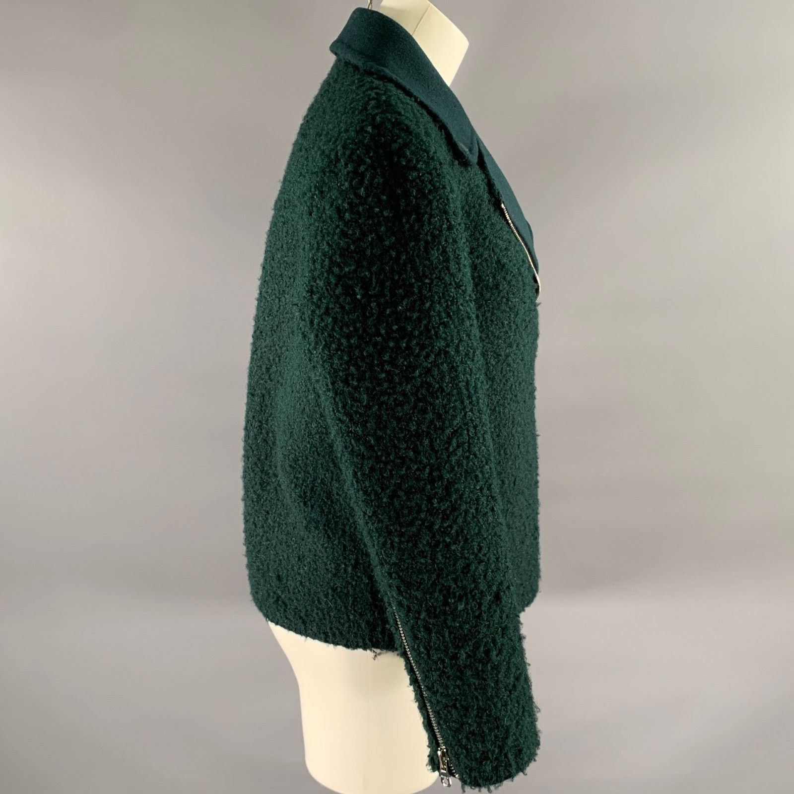 Sandro SANDRO Size 3 Teal Polyester Wool Moto Racer Coat Size L / US 10 / IT 46 - 3 Thumbnail