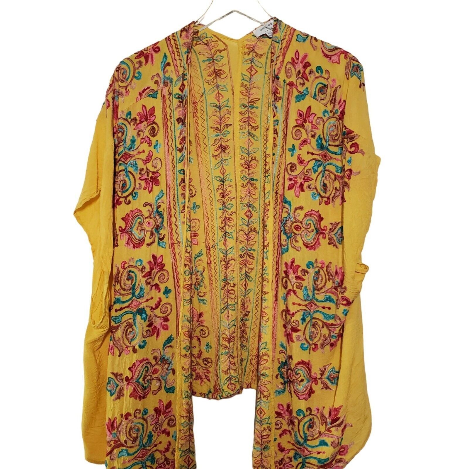 Designer Umgee Embroidered Oversized Cardigan Womens S/M Yellow Size M / US 6-8 / IT 42-44 - 1 Thumbnail