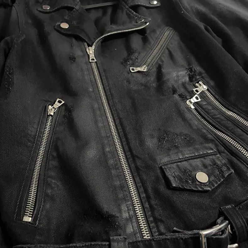 Amiri Amiri 16AW Black Suede Jacket waxed biker denim jacket Size US S / EU 44-46 / 1 - 6 Thumbnail
