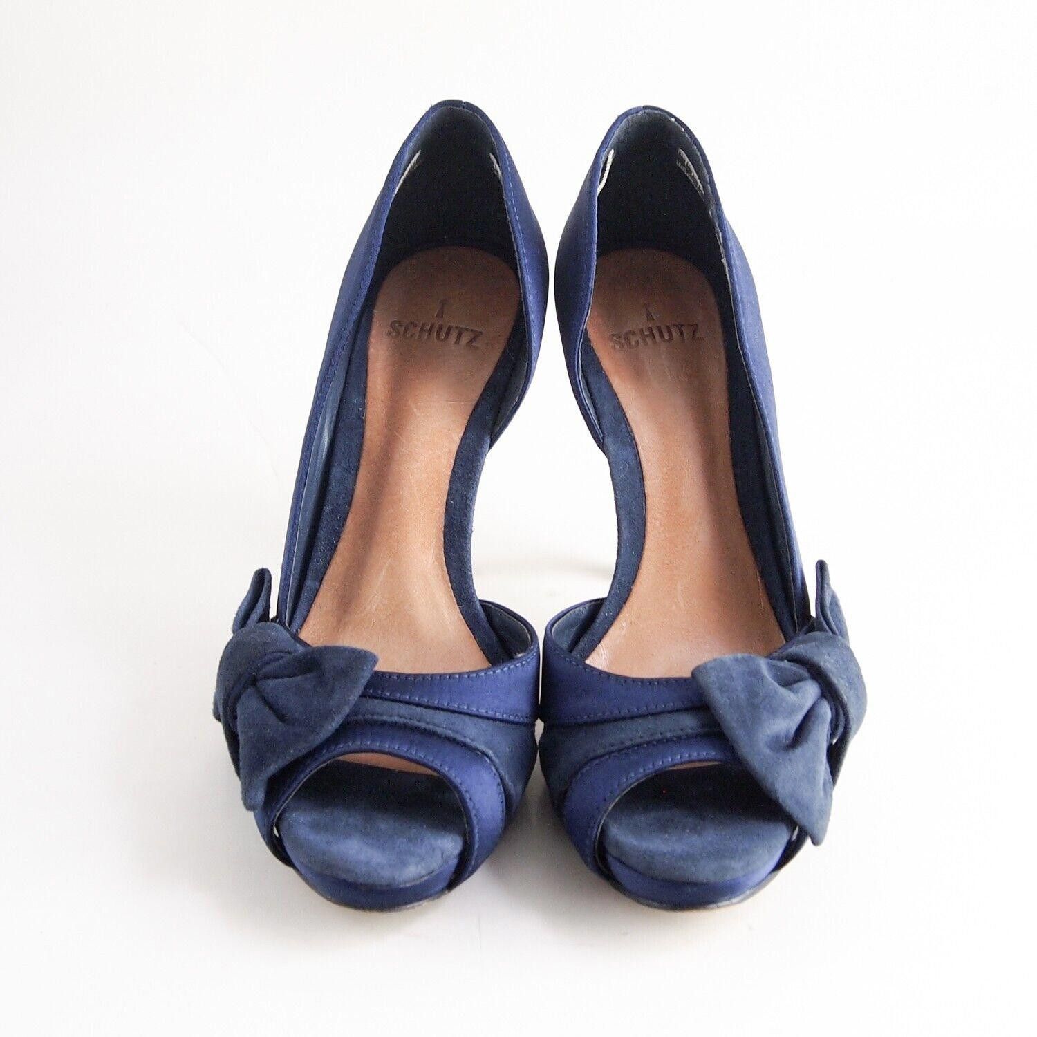 Designer Schutz D'Orsay HEels Blue Satin Suede US 7 EU 37 Size US 7 / IT 37 - 3 Thumbnail