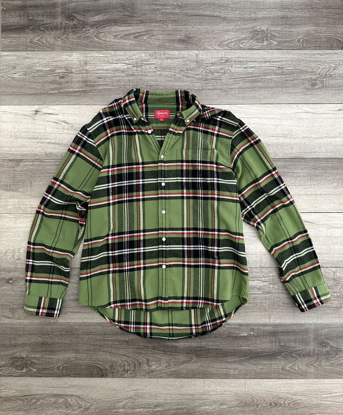 Supreme Supreme Tartan Flannel Shirt Green Plaid Long Sleeve Large L |  Grailed