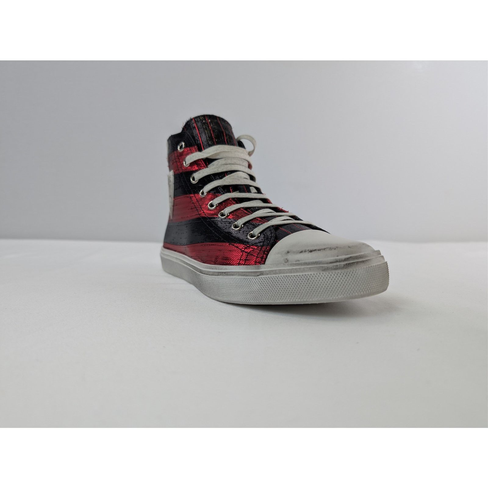 Saint Laurent Paris o1rshd1 Bedford Di Patch High-Top Sneakers in Red / Black Size US 7 / EU 40 - 2 Thumbnail