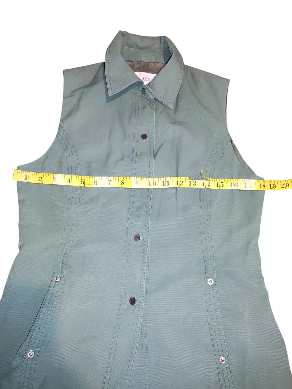 Designer Green Sleeveless Button-Up Shirt for Women by Naersi Size 11 Size L / US 10 / IT 46 - 6 Thumbnail
