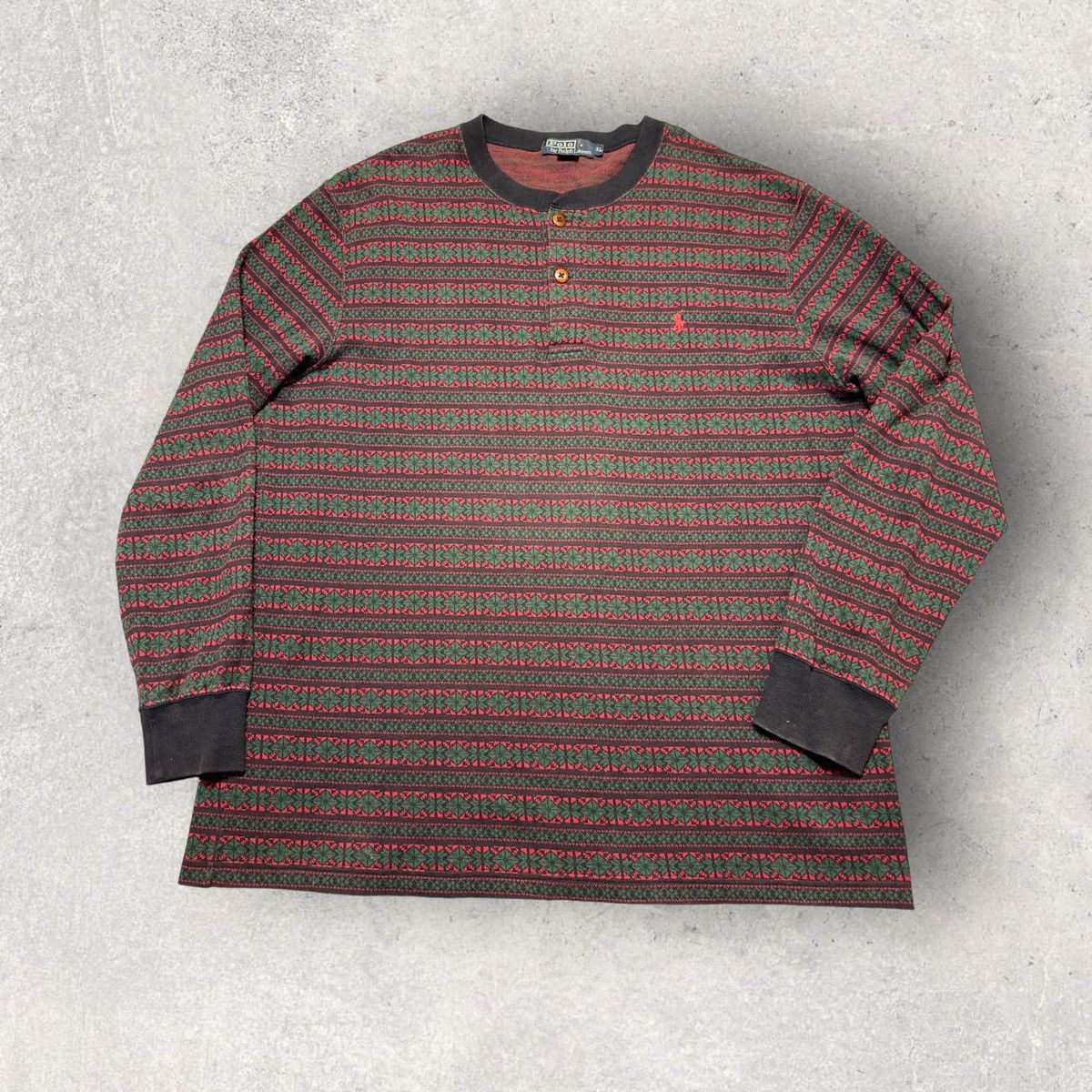 Polo Ralph Lauren × Vintage Vintage Polo long sleeve henley shirt Size US XL / EU 56 / 4 - 1 Thumbnail