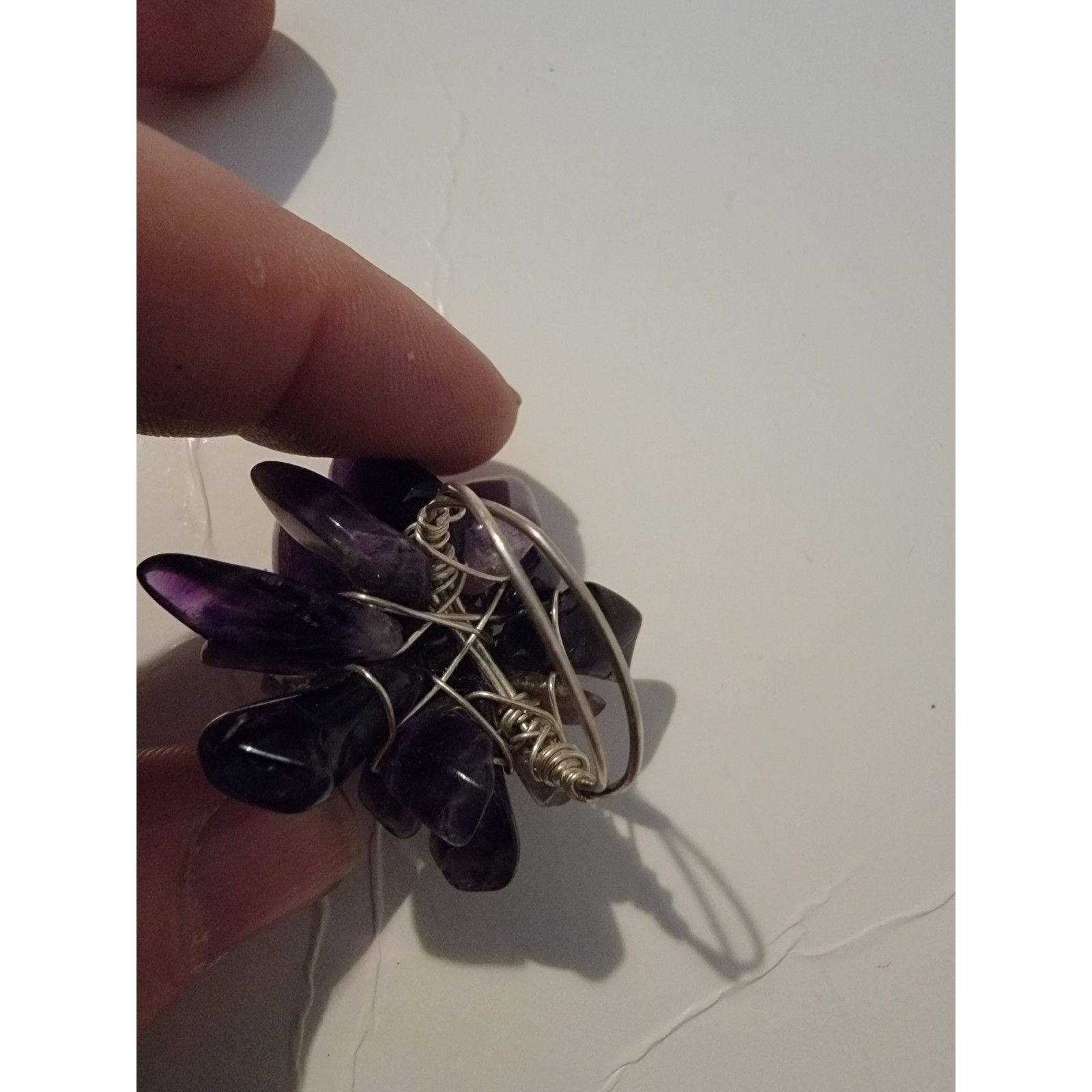 Other Vintage Amethyst Crystal Ring Cluster Chevron Purple Natura Size ONE SIZE - 4 Thumbnail