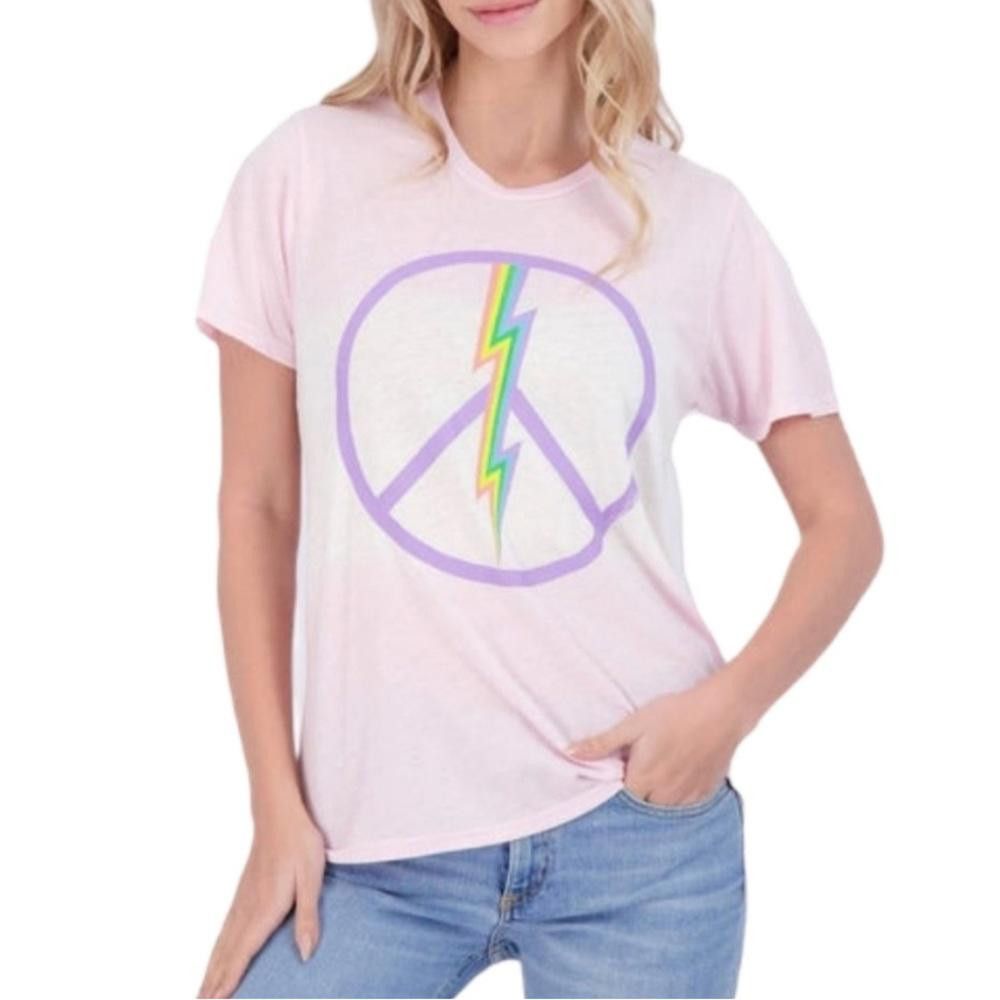 Designer Lauren Moshi x Aqua Pink Ombré Tee Lightning Bolt Small Size S / US 4 / IT 40 - 1 Thumbnail