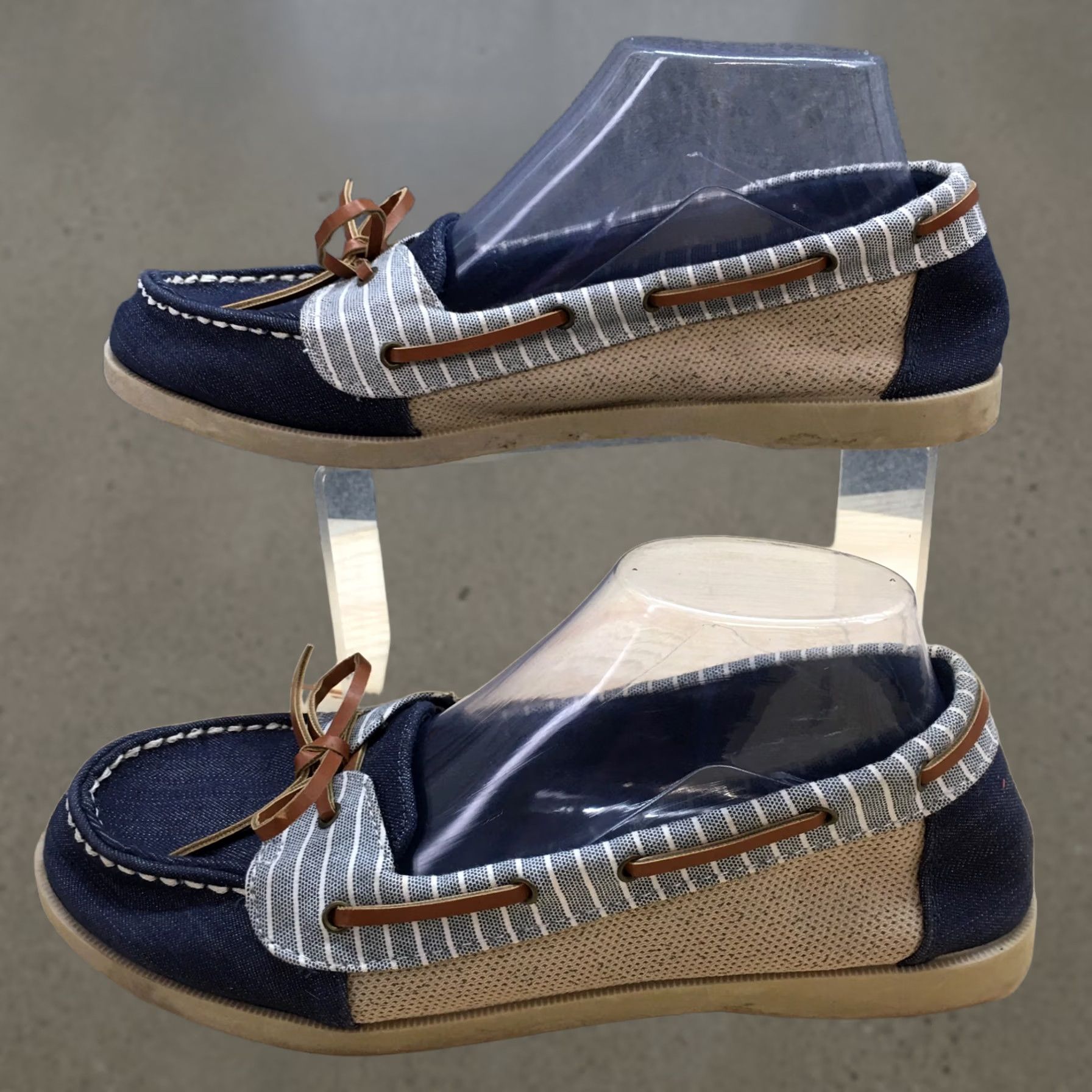 Vintage Lower East Side Shoes Womens 9 Boat Blue Lace Up Low Top Casual Comfort Boat Shoe Womens 9 Blue Leather Fabric Upper? Size M / US 6-8 / IT 42-44 - 1 Thumbnail