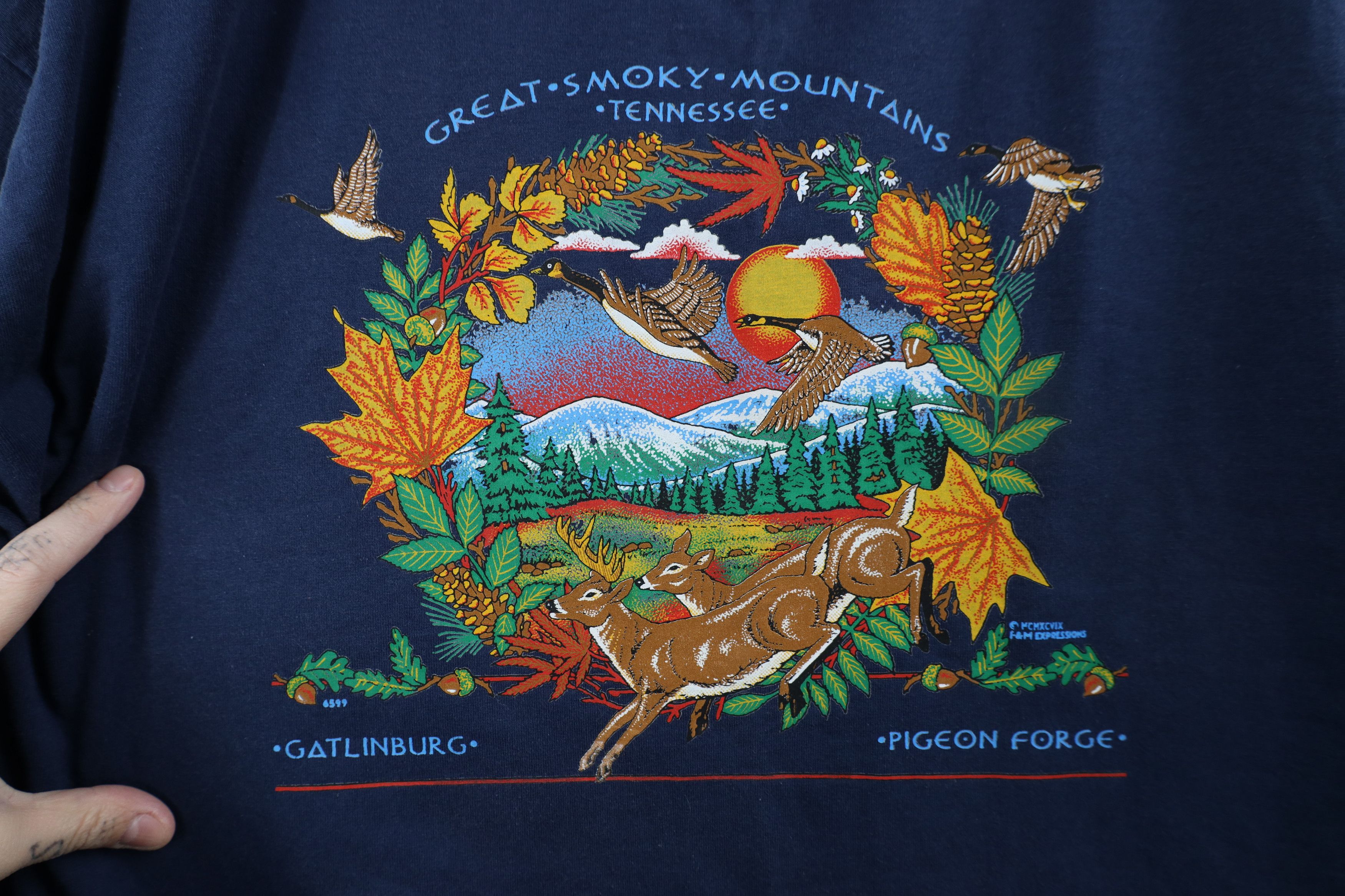 Vintage Vintage 90s Spell Nature Great Smoky Mountains T-Shirt Blue Size US XXL / EU 58 / 5 - 4 Thumbnail