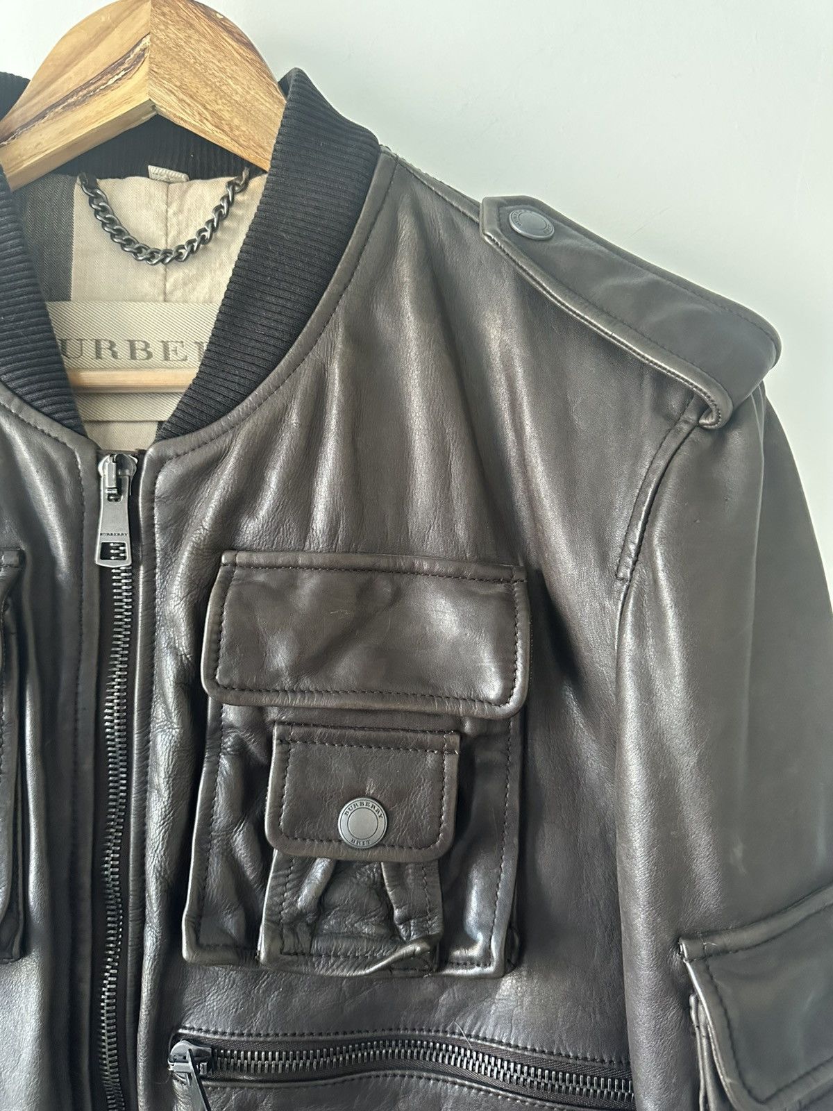 Burberry Vintage Burberry Brit Brown Leather Jacket Size L / US 10 / IT 46 - 2 Thumbnail