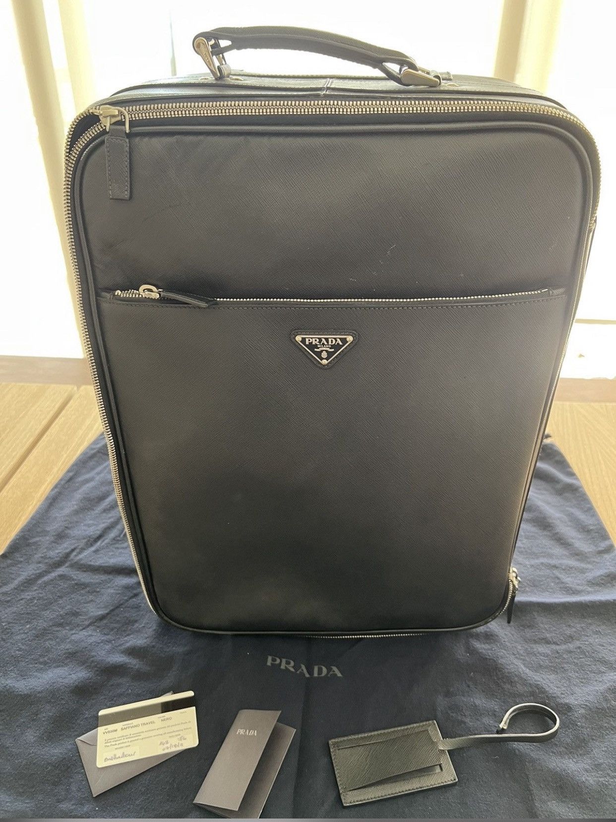 Prada Saffiano Leather Travel Suitcase | Carry On Size ONE SIZE - 1 Thumbnail