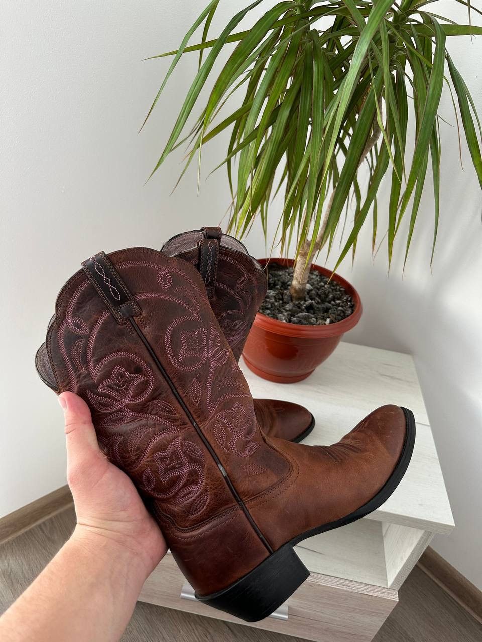 Japanese Brand × Leather × Vintage Vintage Cowboy Brown Womesn Western Leather Boots Size US 7.5 / IT 37.5 - 16 Thumbnail