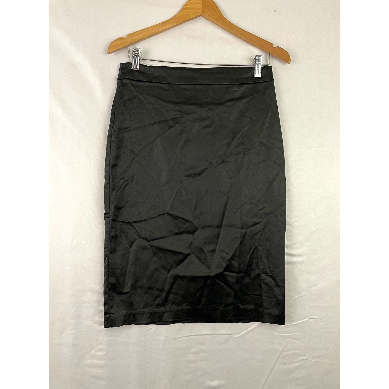 Tadashi Shoji VTG Tadashi Black Satin Pencil Skirt Midi Stretch Sz 6 Size 28" / US 6 / IT 42 - 9 Thumbnail