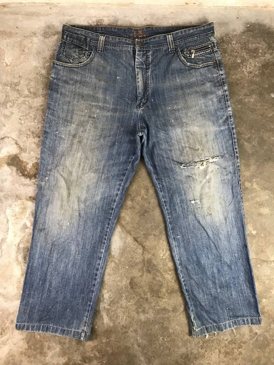 vintage distressed denim pants