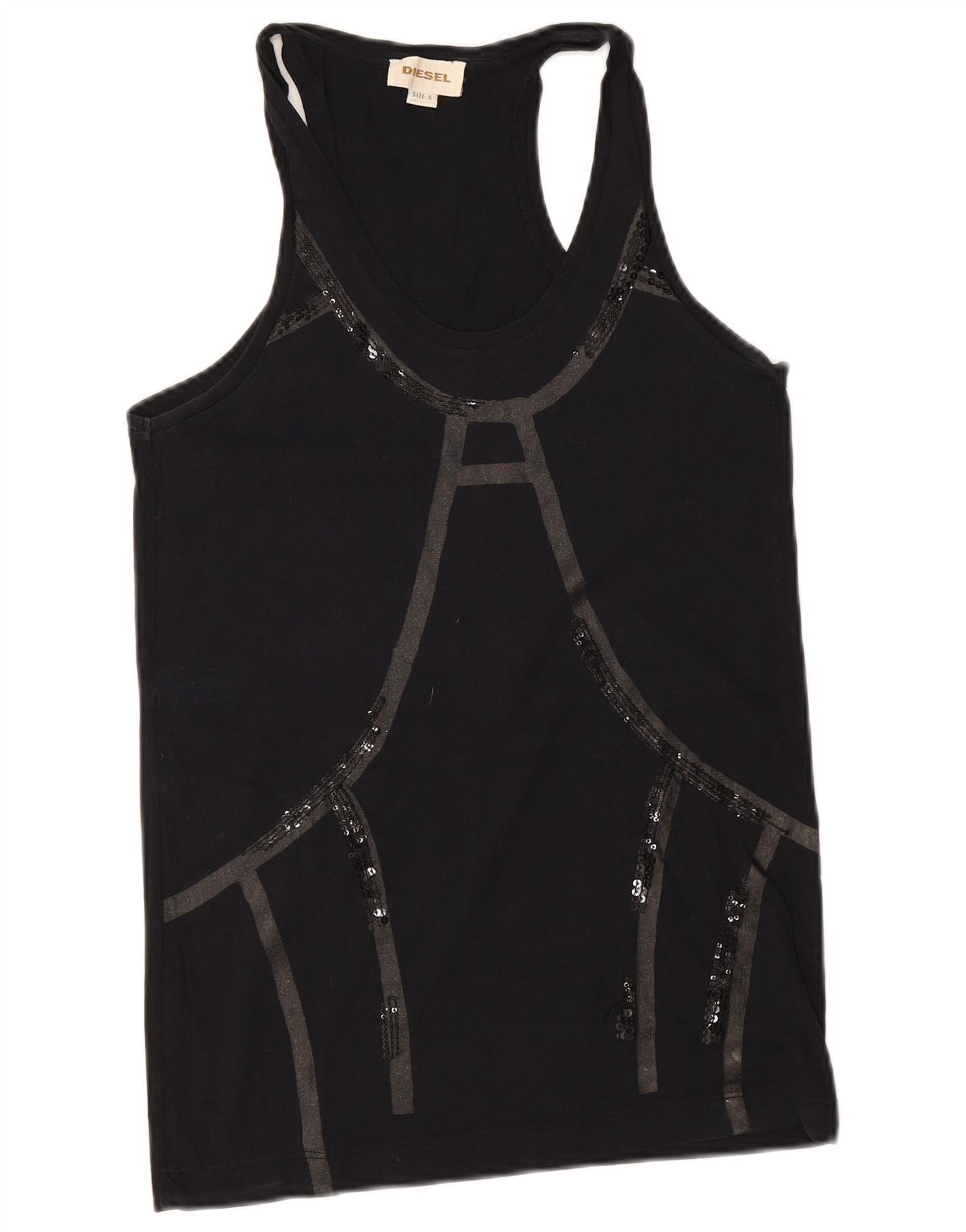 Diesel Womens Vest Top UK 10 Small Black Size XXS / US 00 / IT 34 - 1 Thumbnail