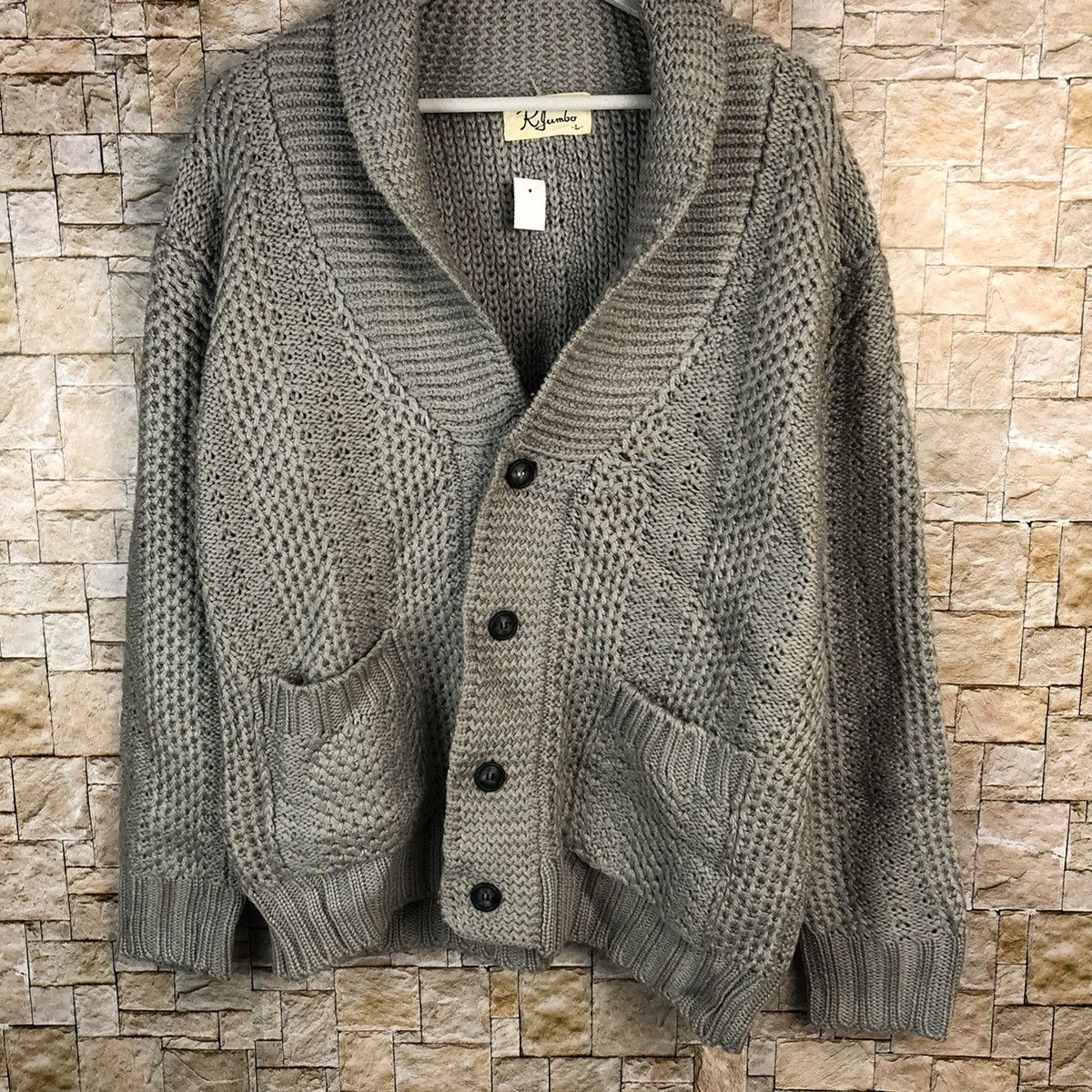 Homespun Knitwear RJumbo Purple Cardigan cable Knitwear #A1083 Size US L / EU 52-54 / 3 - 3 Thumbnail