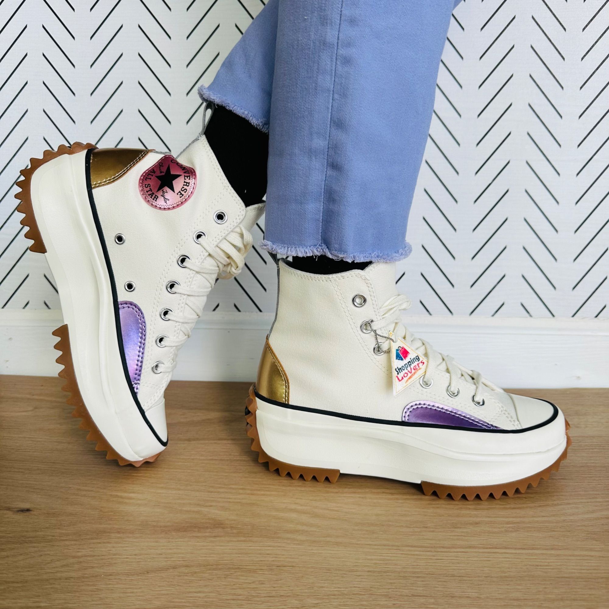 ⭐Converse Run Star Hike Hi Platform 9.5 Women Shoes Beige Pu