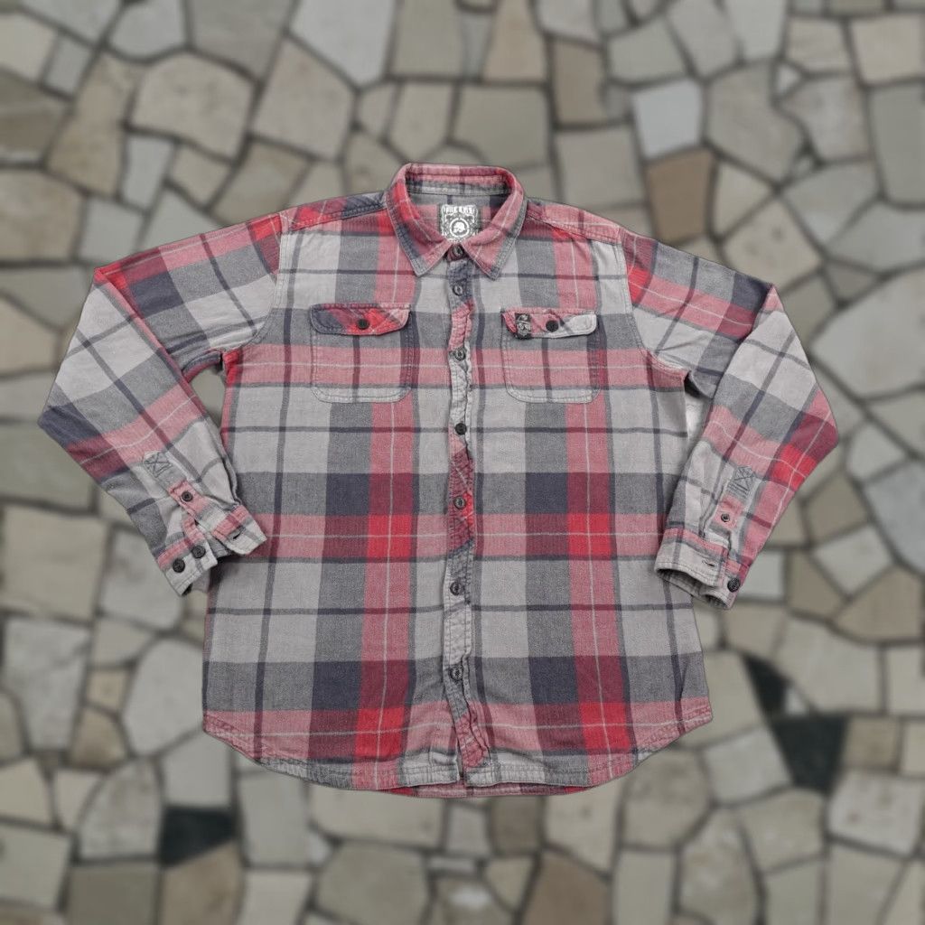 Metal Mulisha VINTAGE Metal Mulisha Flannel Shirt Mens Medium Red Gray Plaid Long Sleeve Button-Up Outdoor Size US M / EU 48-50 / 2 - 1 Thumbnail