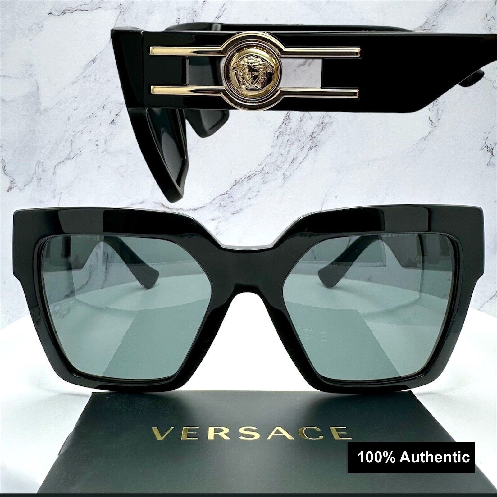 image of Versace Sunglasses Black Acetate Gold Metal Medusa Logo, Men's