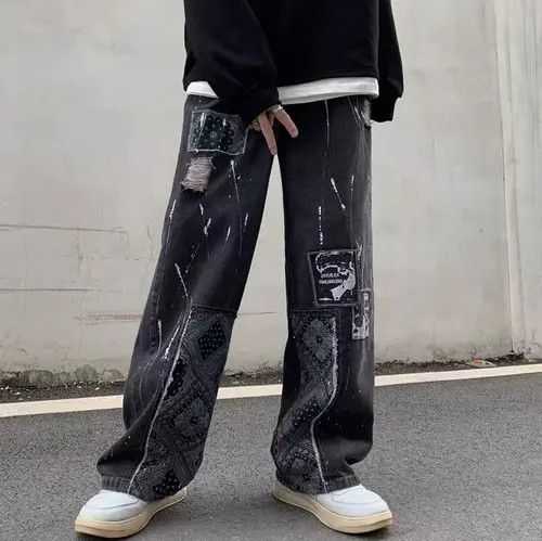 Jean Retro patchwork printed ripped jeans Size US 32 / EU 48 - 8 Thumbnail