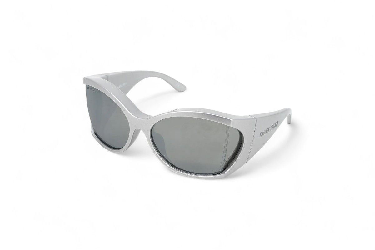 image of Balenciaga - Ss21 Sunglasses Silva Oval Shape Bb0154S in Silver, Women's