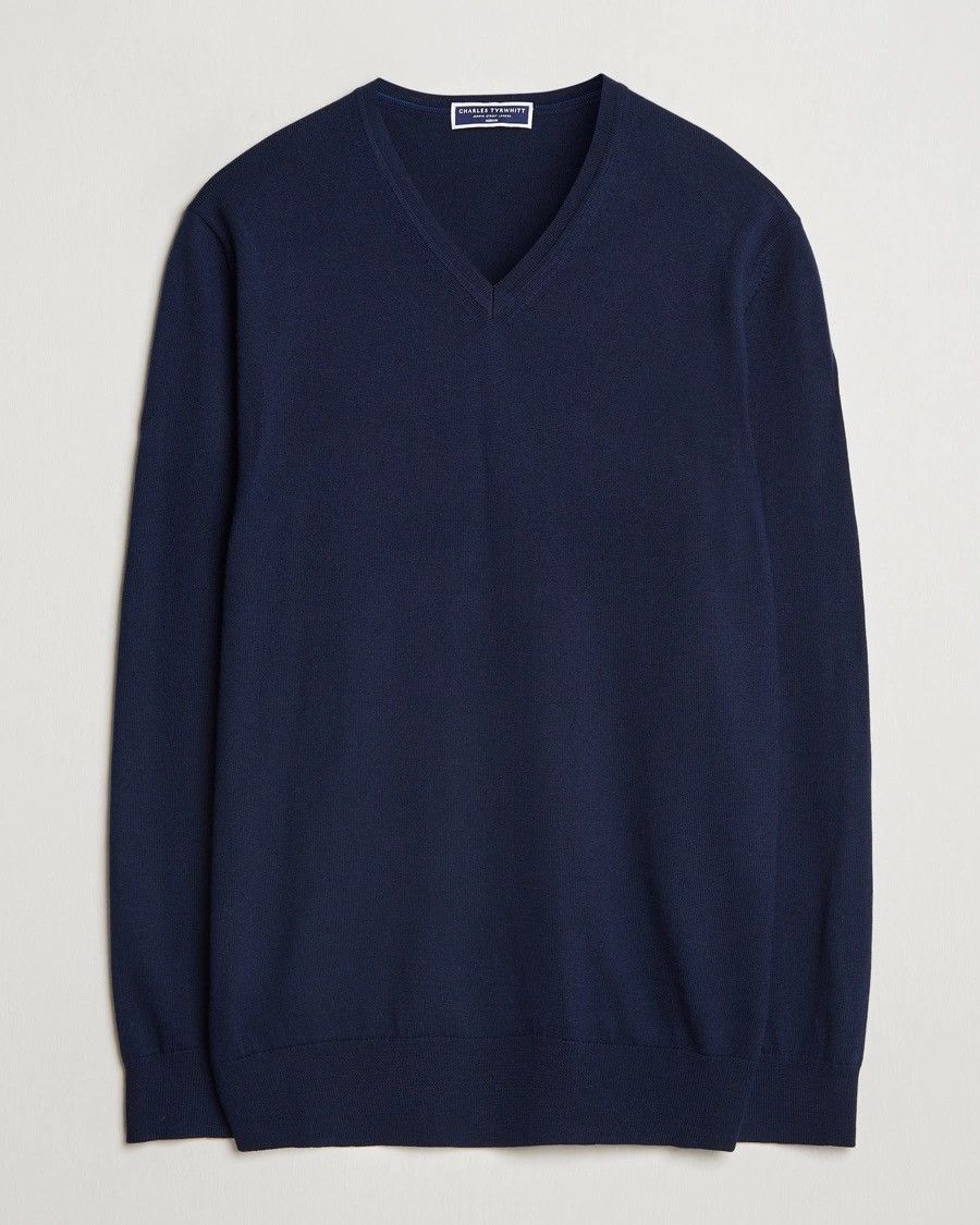 Charles Tyrwhitt × Designer Charles Tyrwhitt Wool V-Neck Sweater Size US XS / EU 42 / 0 - 10 Thumbnail