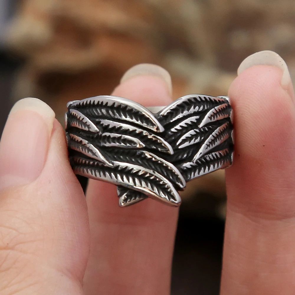 Jewelry Simple Retro Feather Ring Size ONE SIZE - 5 Thumbnail