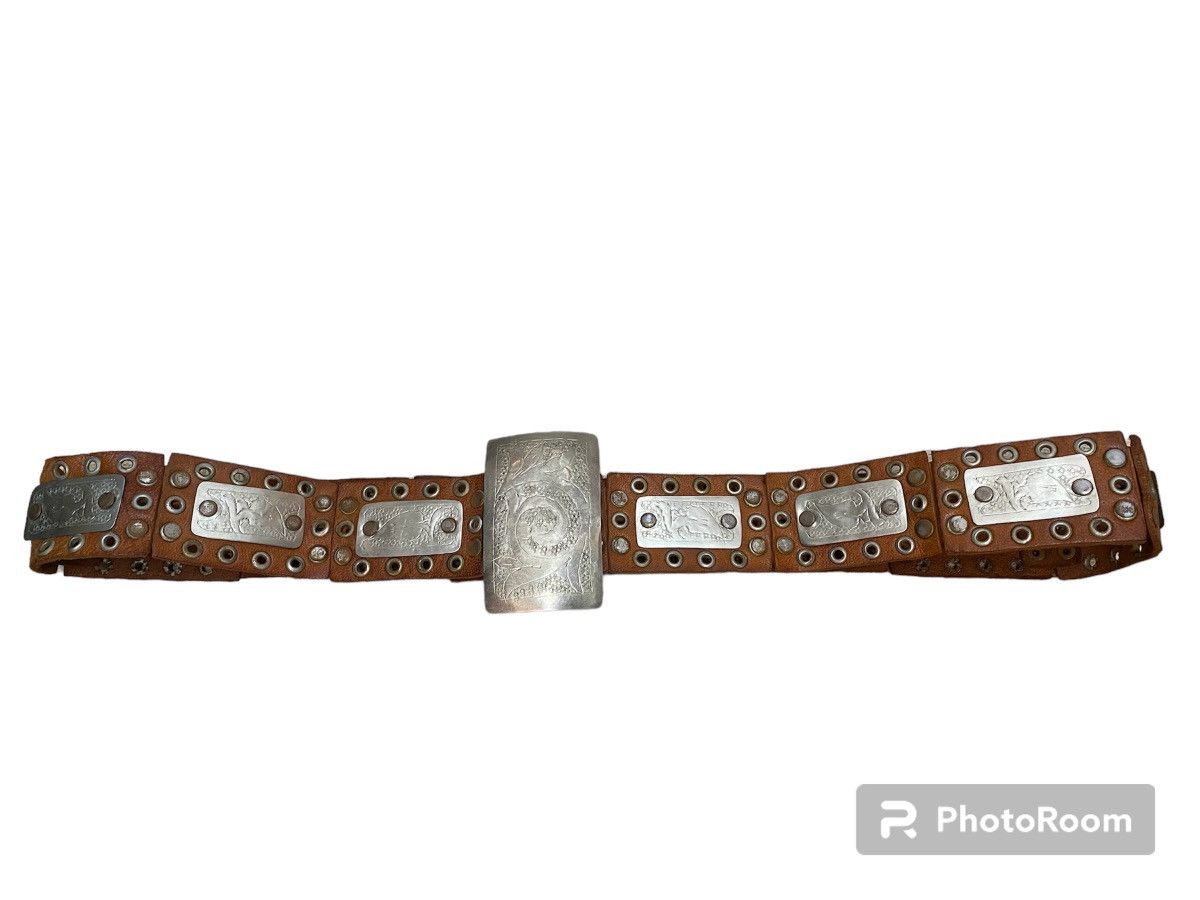 Designer RARE🔥 Agnes B Leather Studded Belt Size 32 - 3 Thumbnail